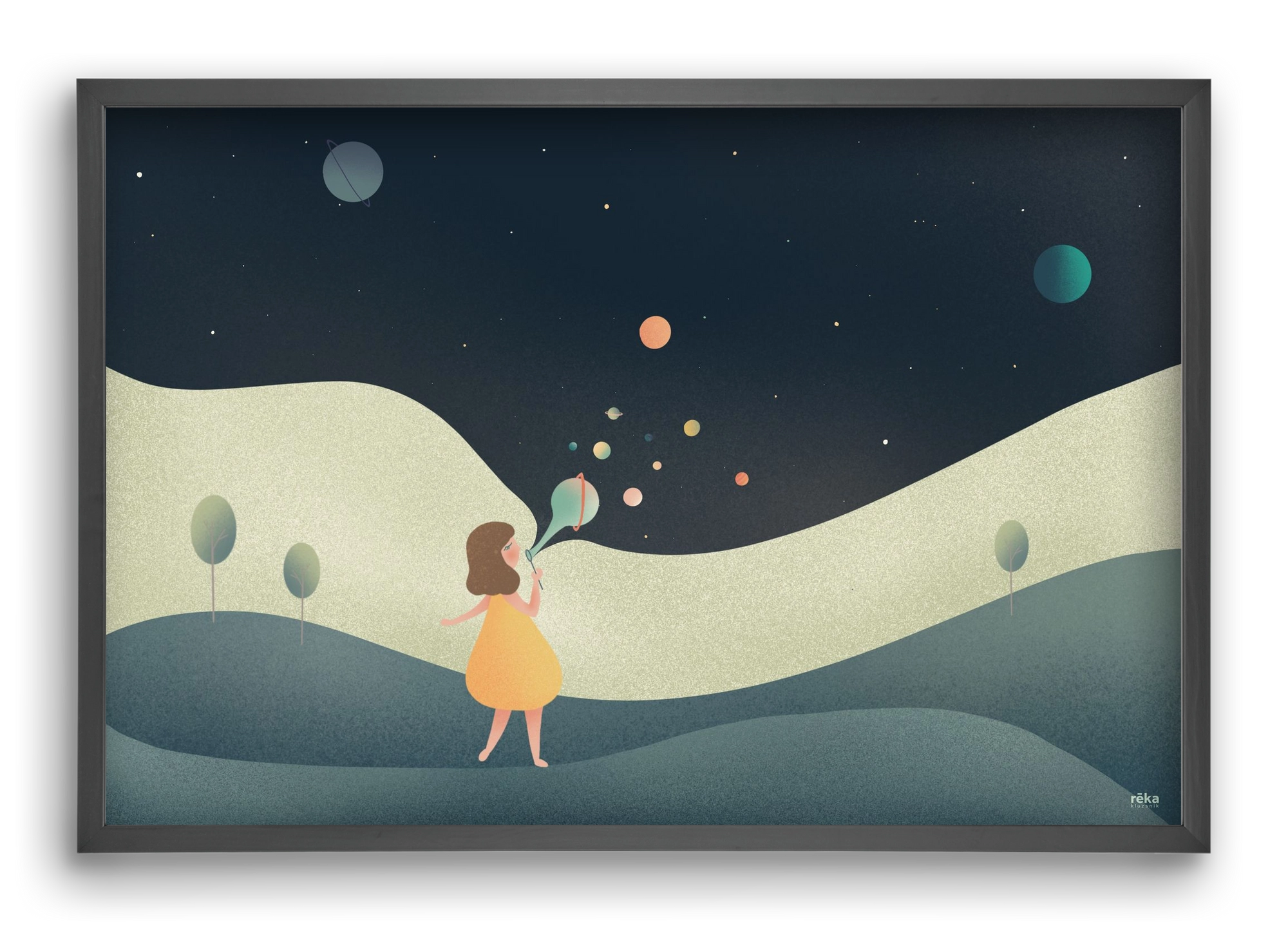 universe bubble, 60x40 cm (60x40 cm), Fekete keret