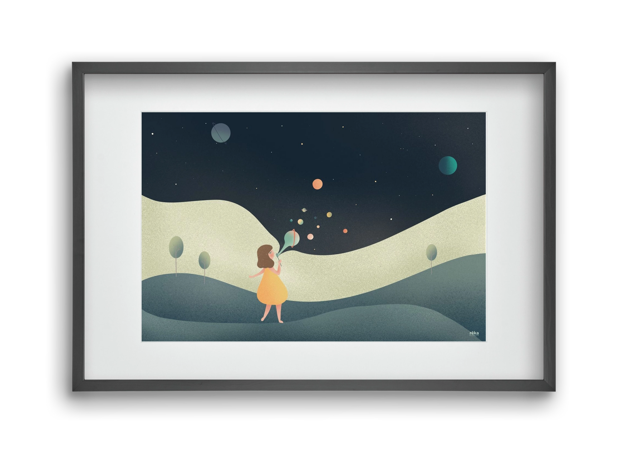 universe bubble, 45x30 cm (30x20 cm), Fekete keret, paszpartuval