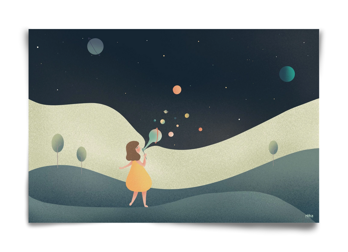 universe bubble, 60x40 cm, Keret nélkül