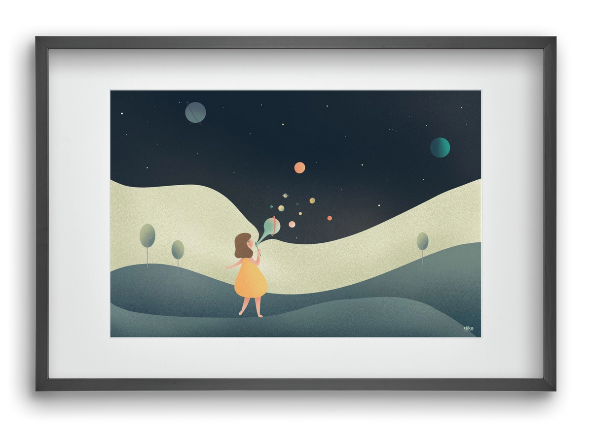 universe bubble, 60x40 cm (45x30 cm), Fekete keret, paszpartuval