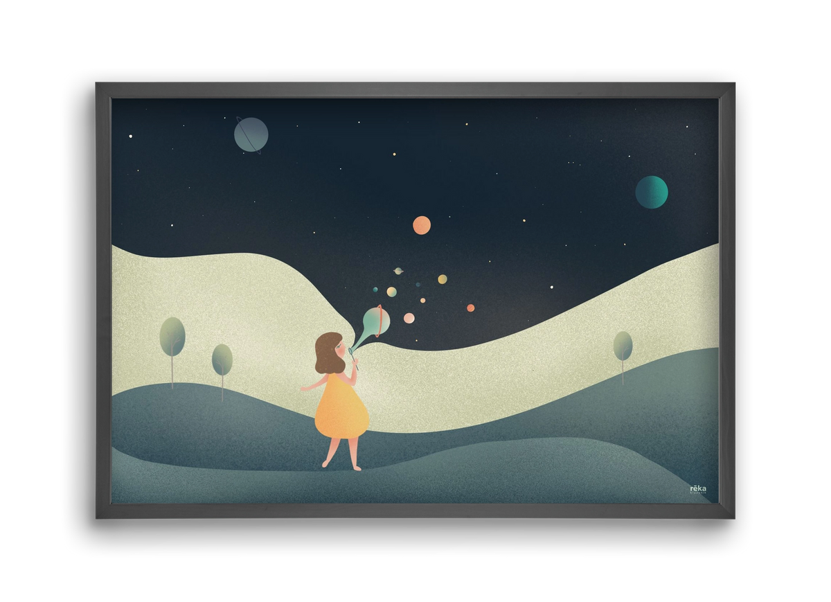 universe bubble, 45x30 cm (45x30 cm), Fekete keret