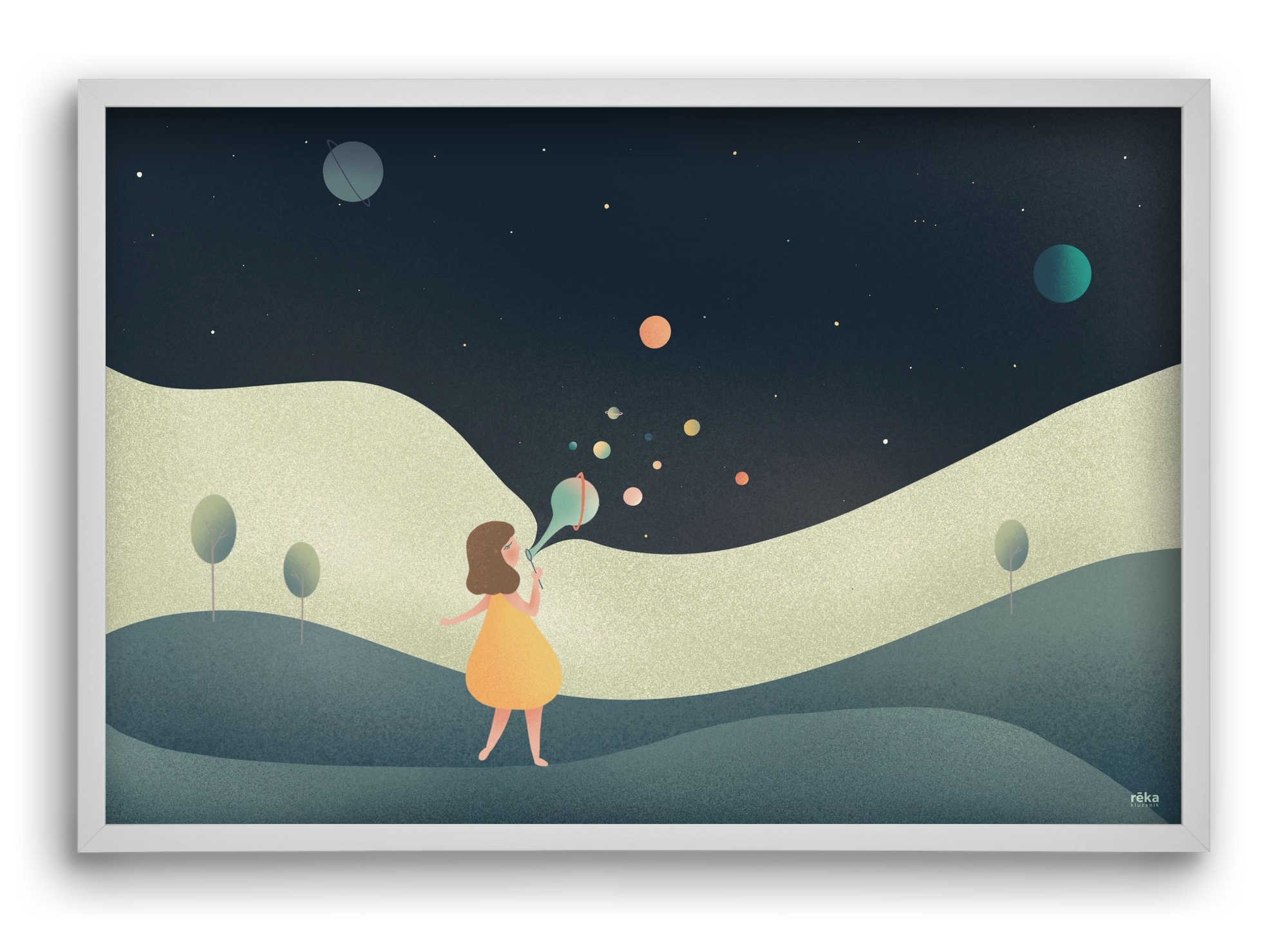 universe bubble, 60x40 cm (60x40 cm), Fehér keret