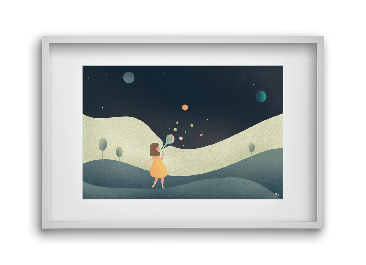 universe bubble, 45x30 cm (30x20 cm), Fehér keret, paszpartuval