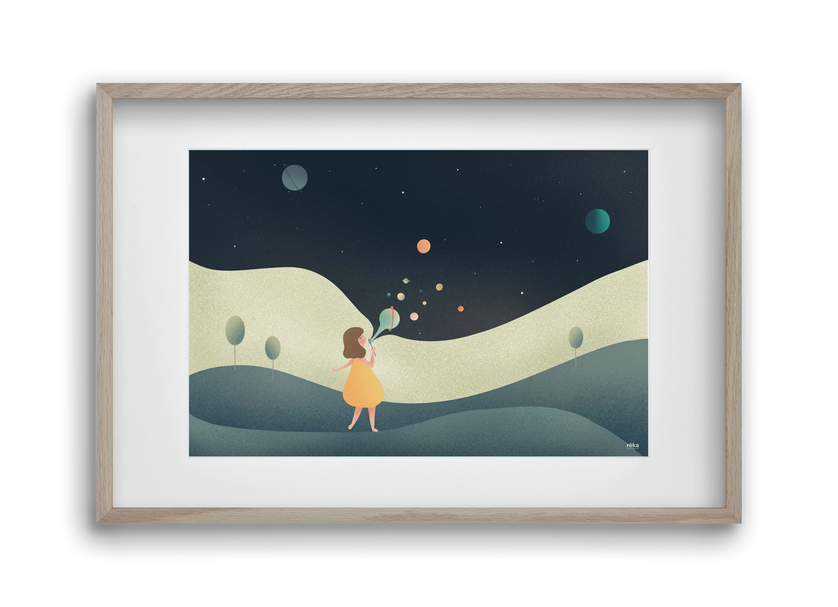 universe bubble, 45x30 cm (30x20 cm), Tölgy keret, paszpartuval