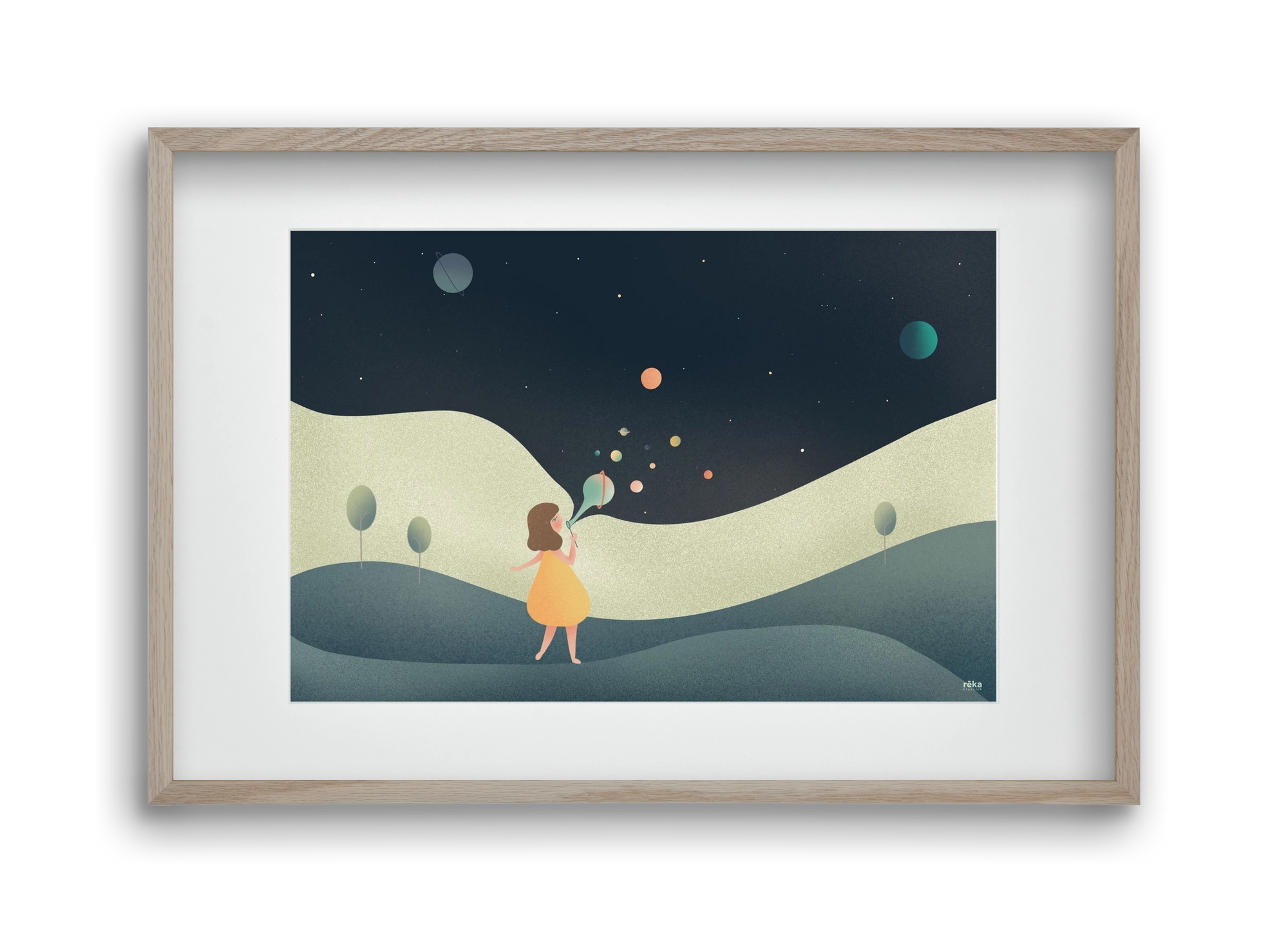 universe bubble, 45x30 cm (30x20 cm), Tölgy keret, paszpartuval