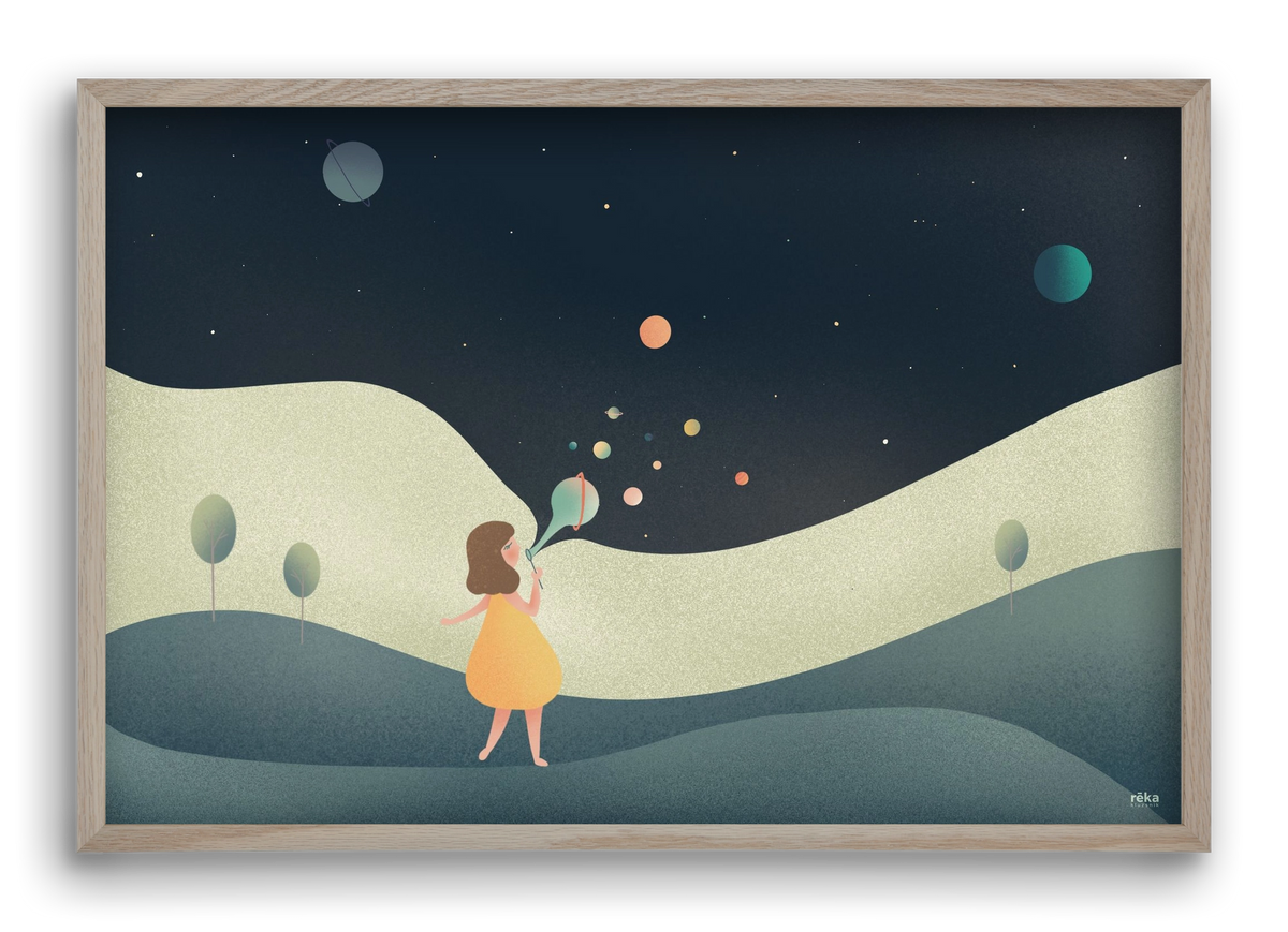 universe bubble, 60x40 cm (60x40 cm), Tölgy keret