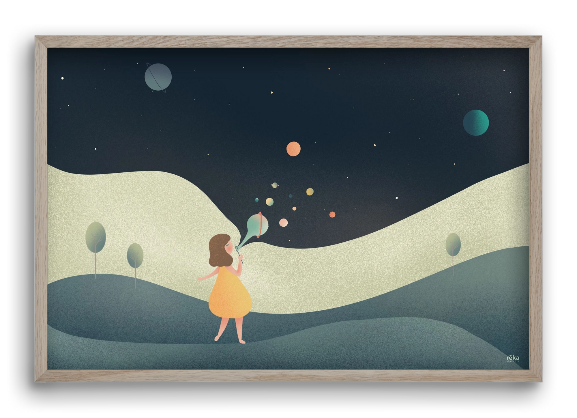 universe bubble, 60x40 cm (60x40 cm), Tölgy keret