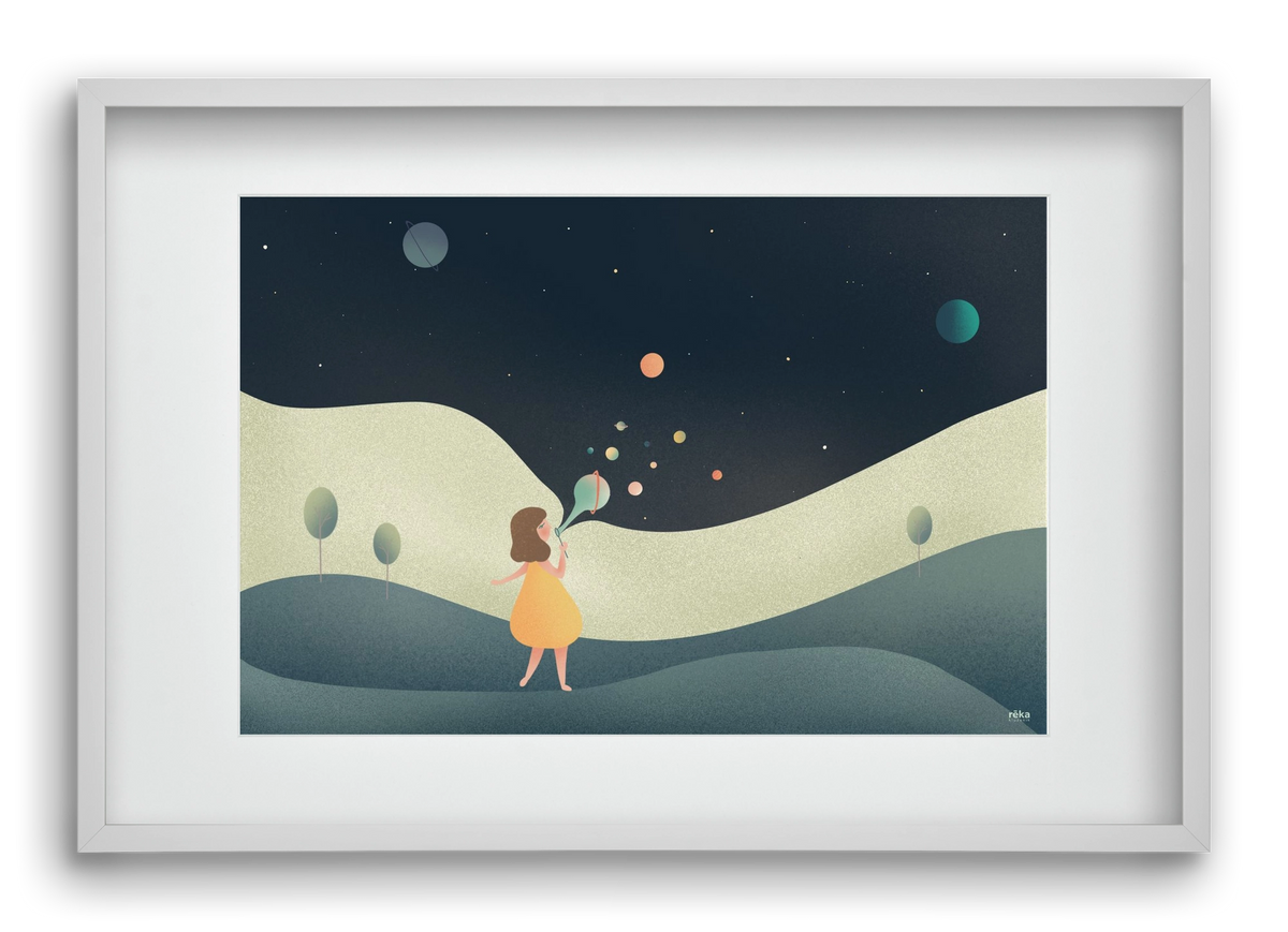 universe bubble, 60x40 cm (45x30 cm), Fehér keret, paszpartuval