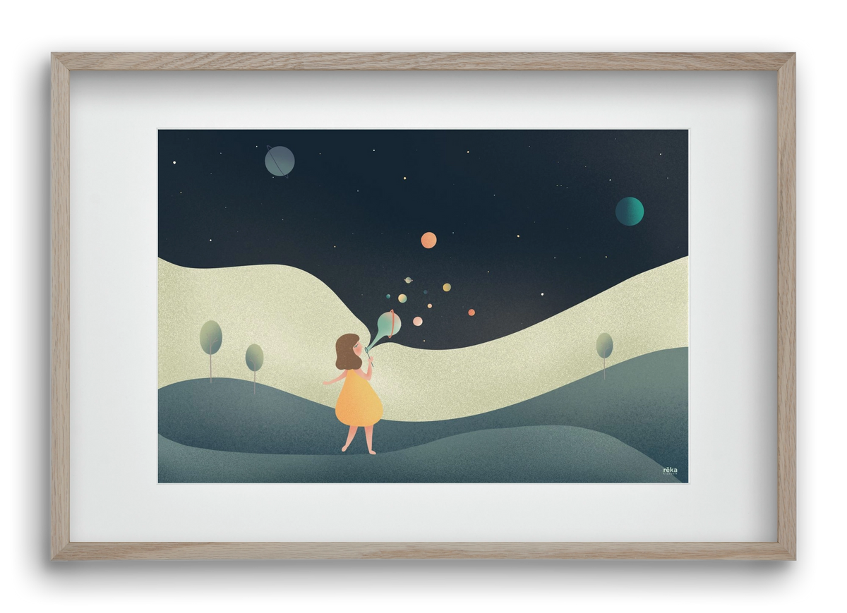 universe bubble, 60x40 cm (45x30 cm), Tölgy keret, paszpartuval