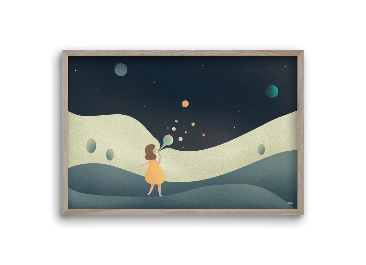 universe bubble, 30x20 cm (30x20 cm), Tölgy keret