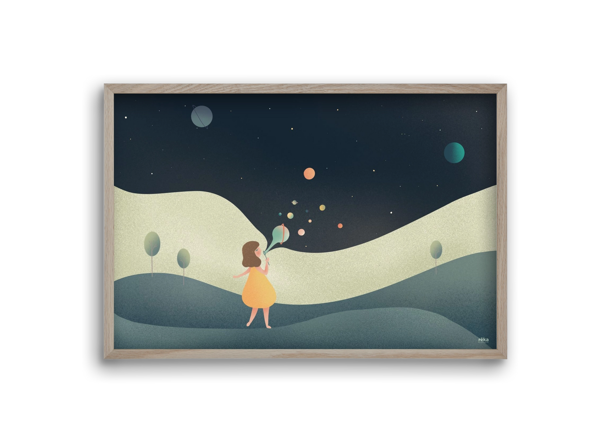 universe bubble, 30x20 cm (30x20 cm), Tölgy keret