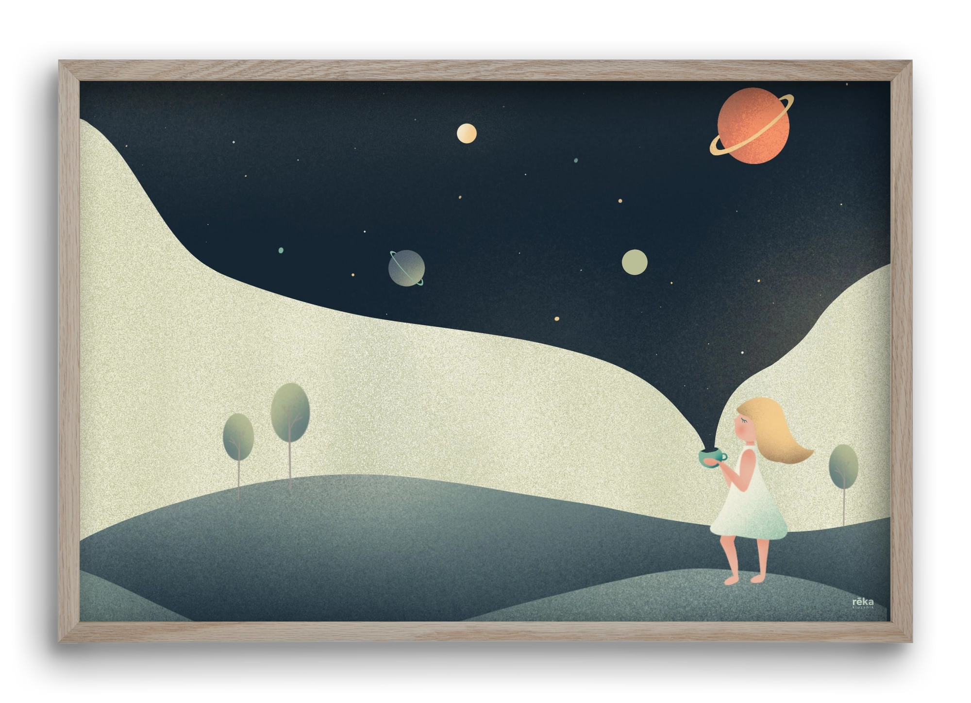 universe cup, 60x40 cm (60x40 cm), Tölgy keret