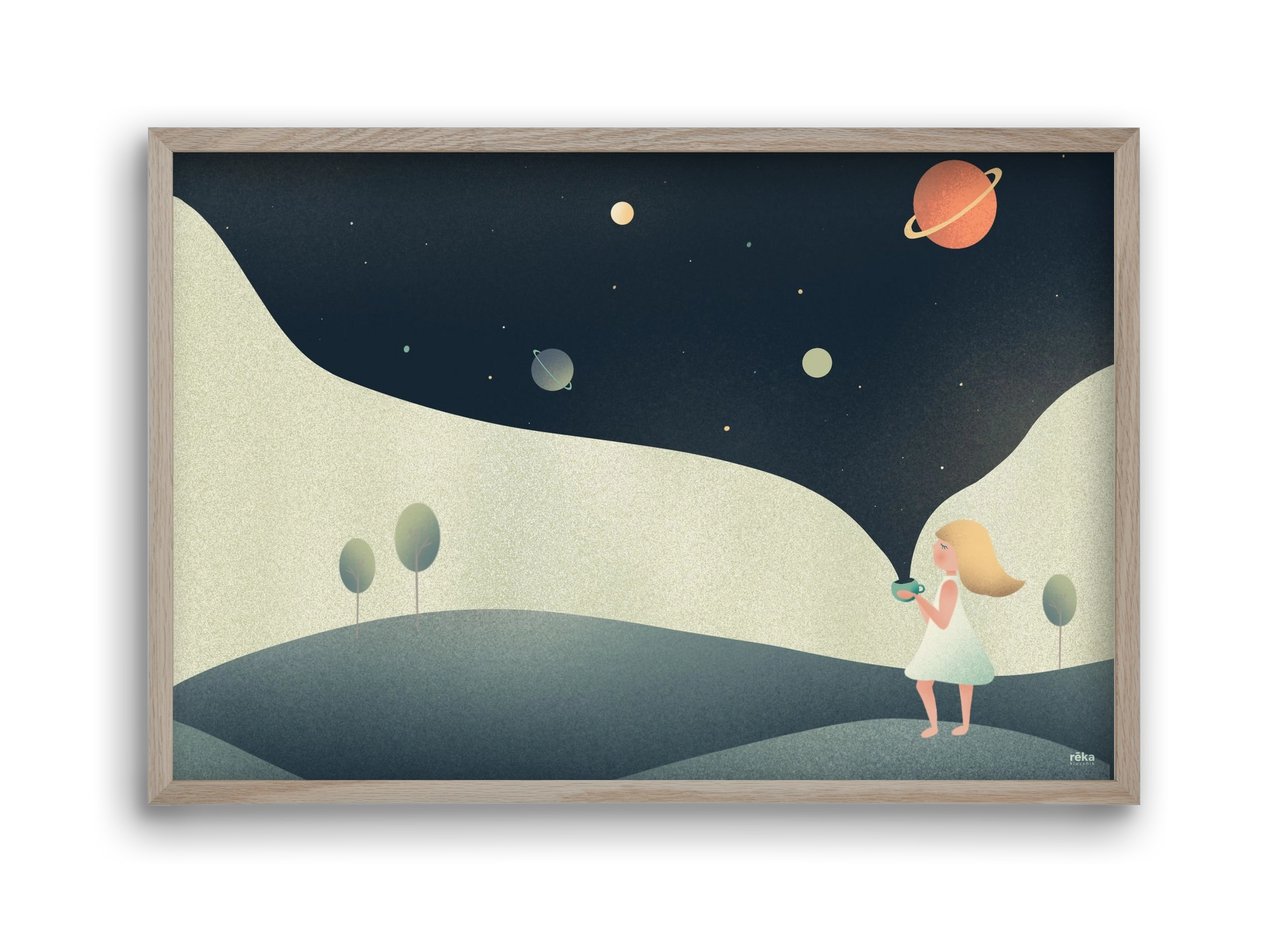 universe cup, 45x30 cm (45x30 cm), Tölgy keret