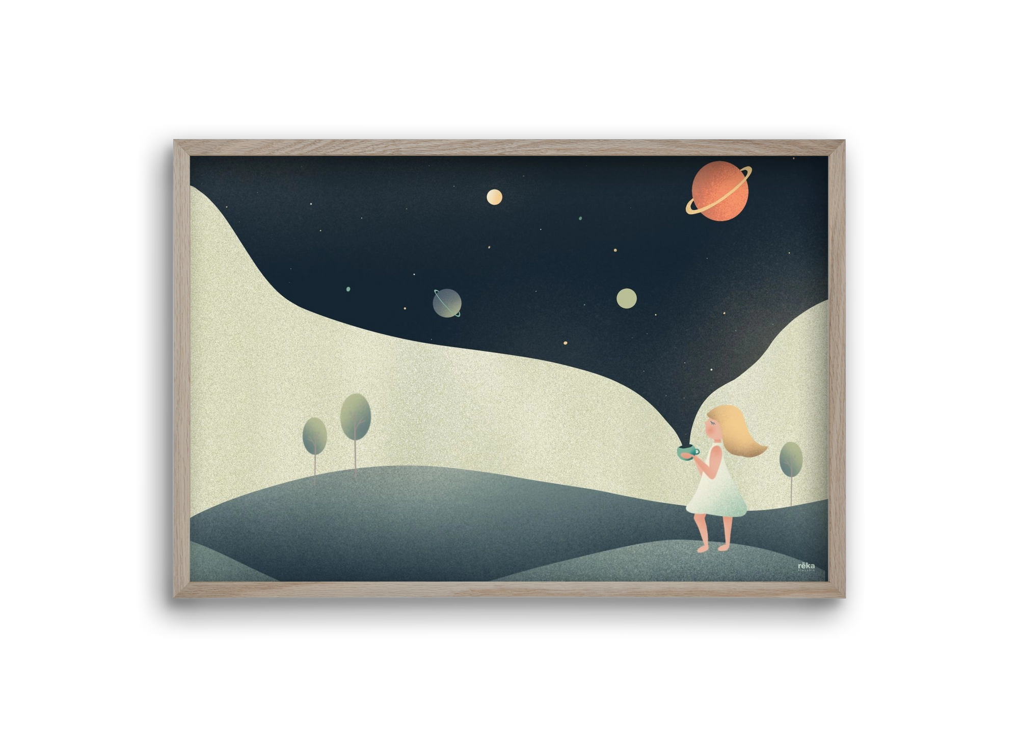 universe cup, 30x20 cm (30x20 cm), Tölgy keret