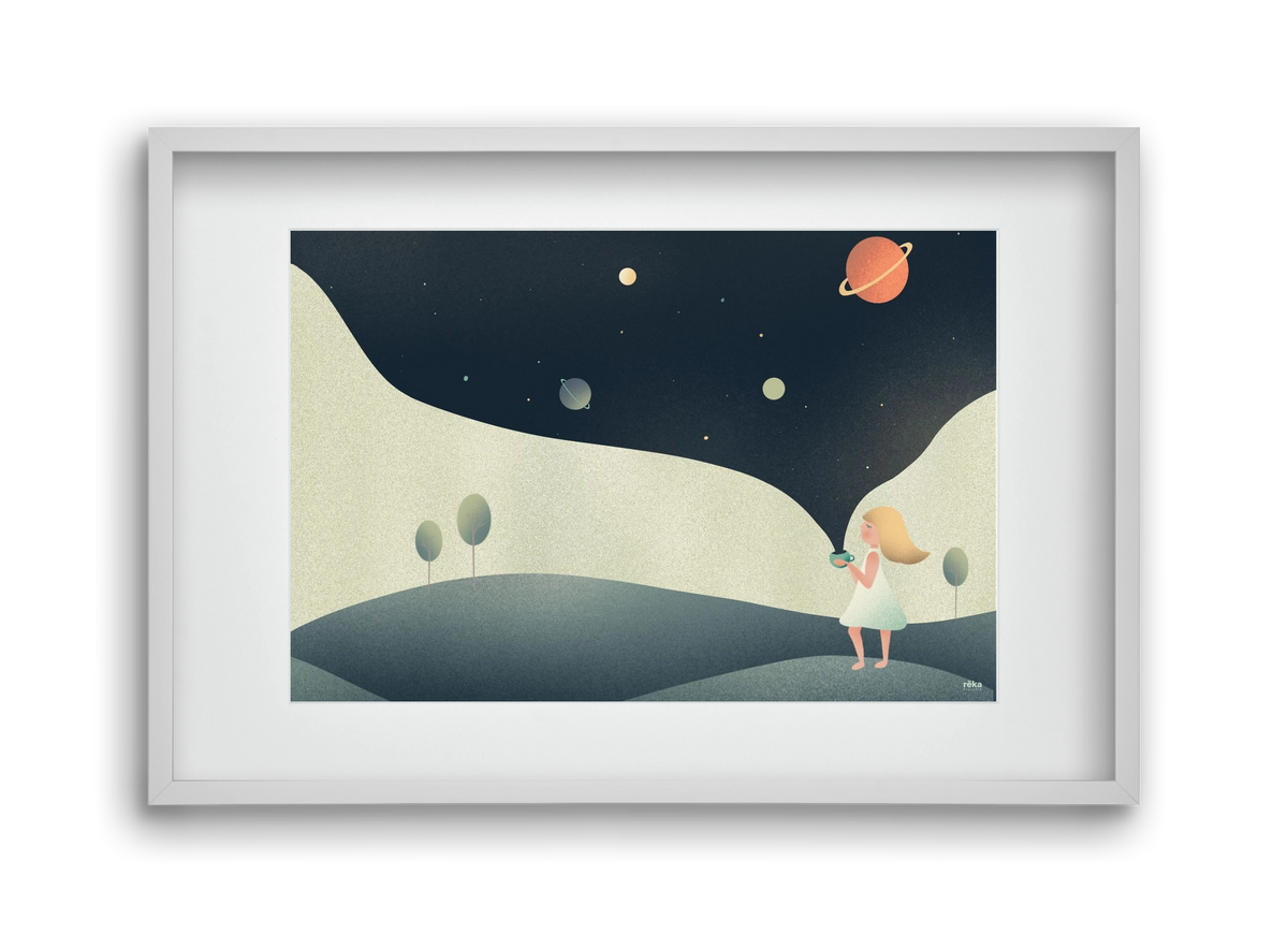 universe cup, 45x30 cm (30x20 cm), Fehér keret, paszpartuval