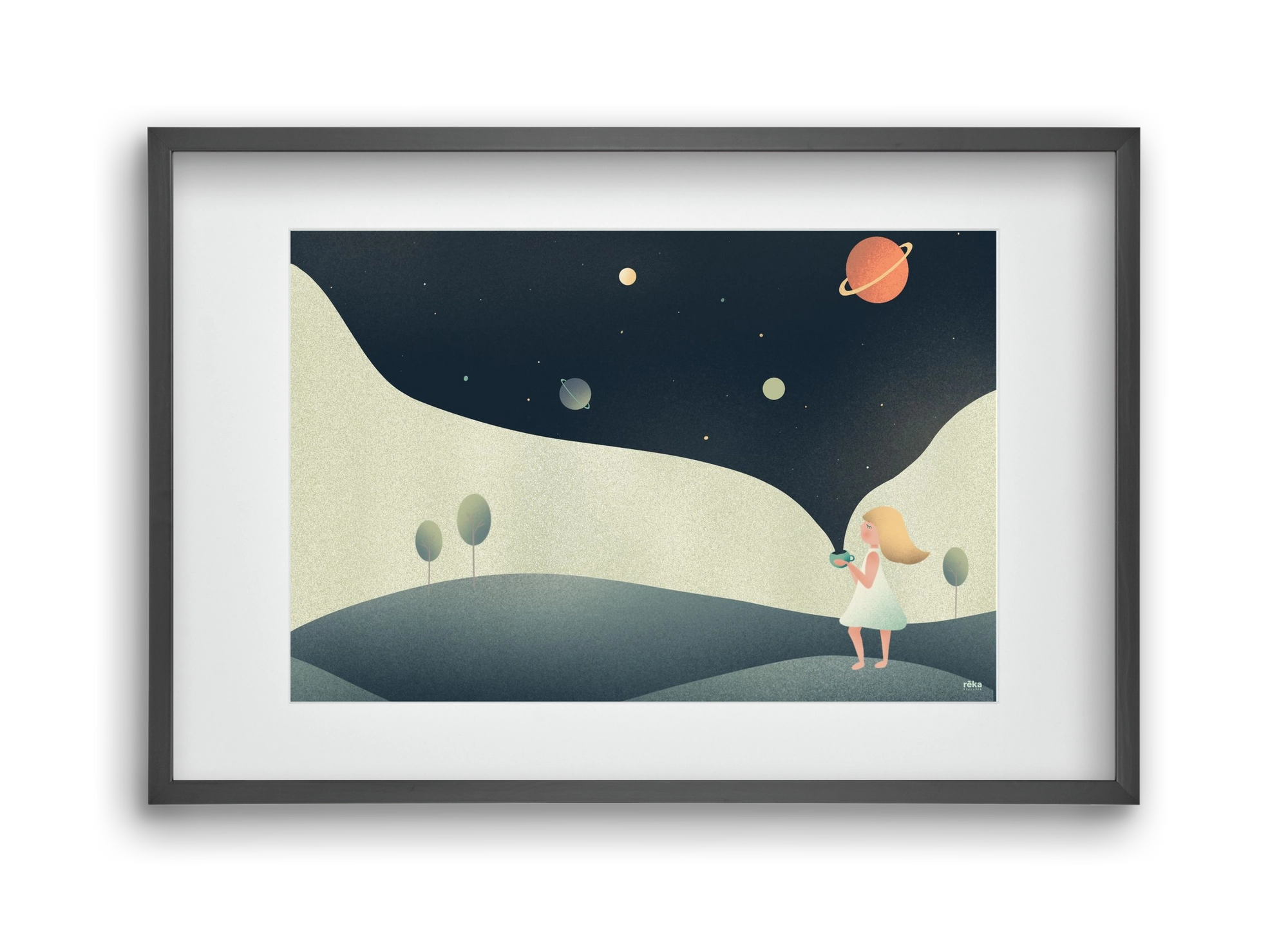 universe cup, 45x30 cm (30x20 cm), Fekete keret, paszpartuval