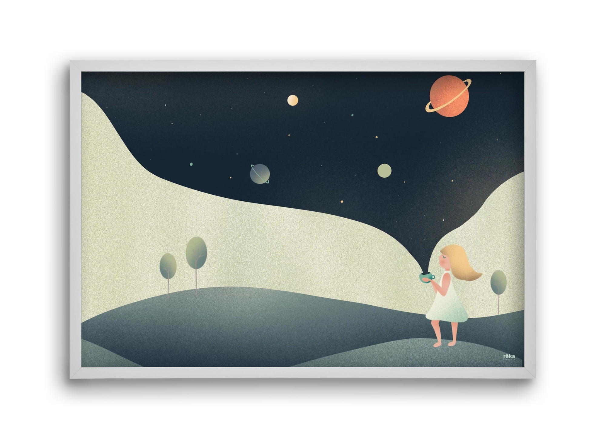 universe cup, 45x30 cm (45x30 cm), Fehér keret