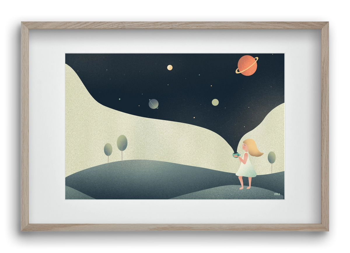 universe cup, 60x40 cm (45x30 cm), Tölgy keret, paszpartuval