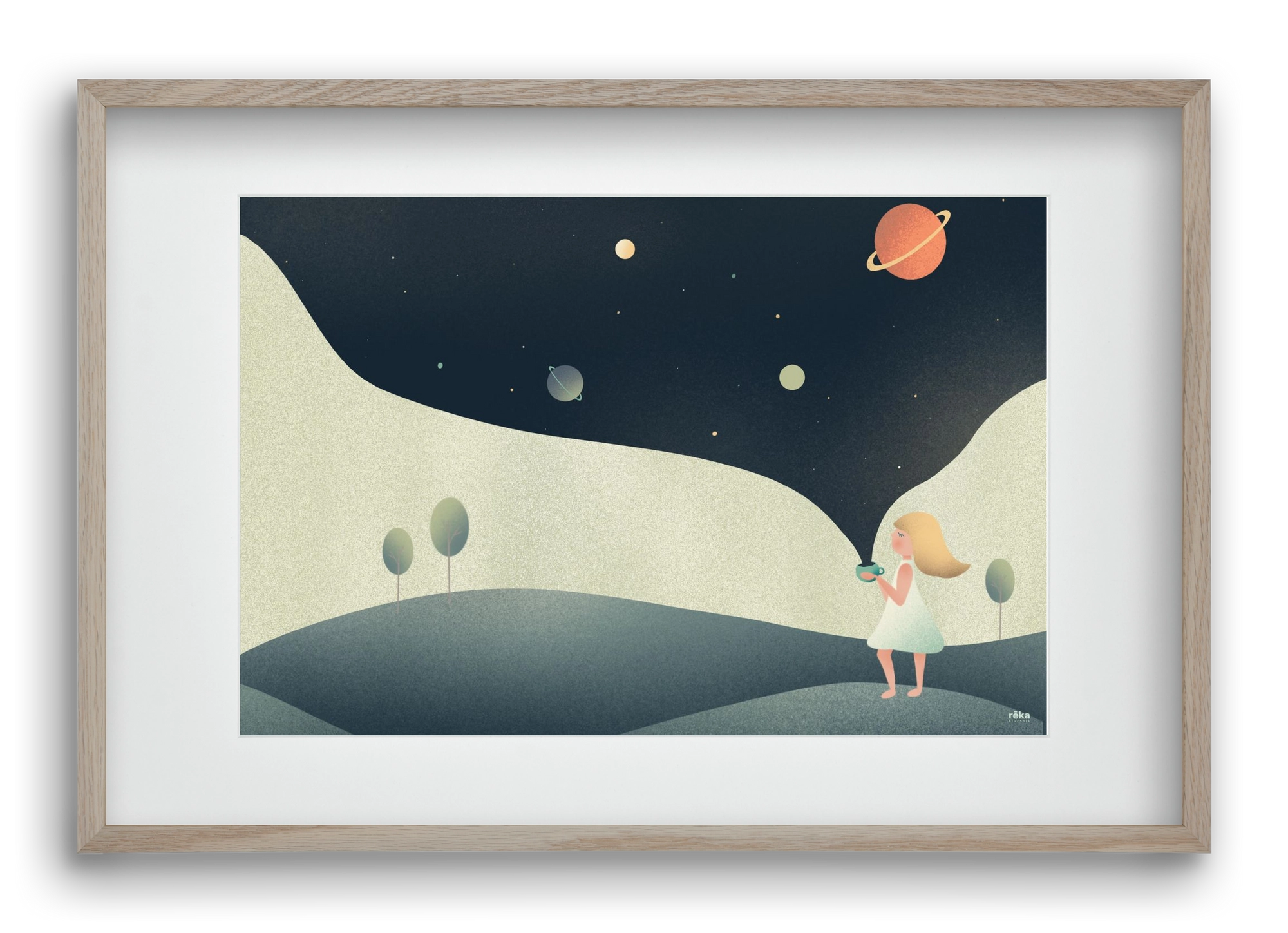 universe cup, 60x40 cm (45x30 cm), Tölgy keret, paszpartuval