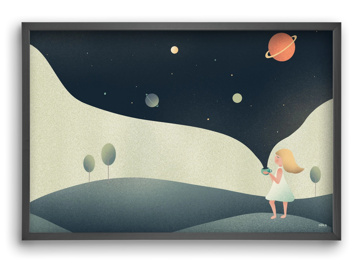 universe cup, 60x40 cm (60x40 cm), Fekete keret