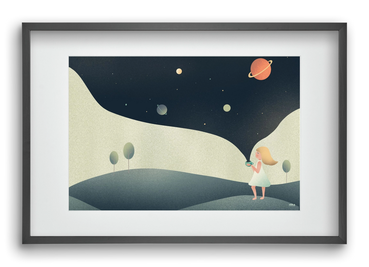 universe cup, 60x40 cm (45x30 cm), Fekete keret, paszpartuval