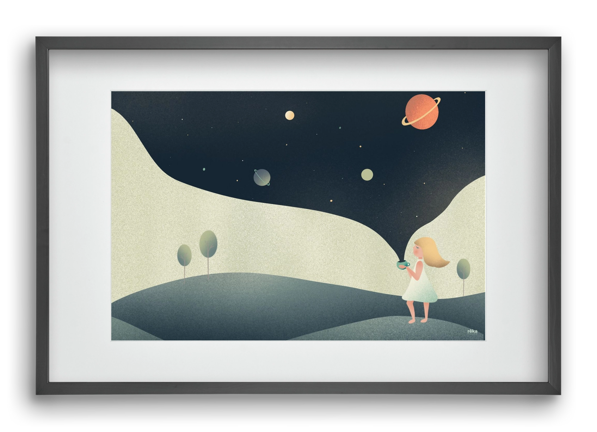 universe cup, 60x40 cm (45x30 cm), Fekete keret, paszpartuval