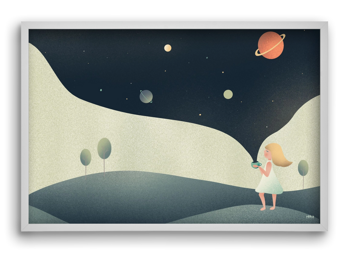 universe cup, 60x40 cm (60x40 cm), Fehér keret