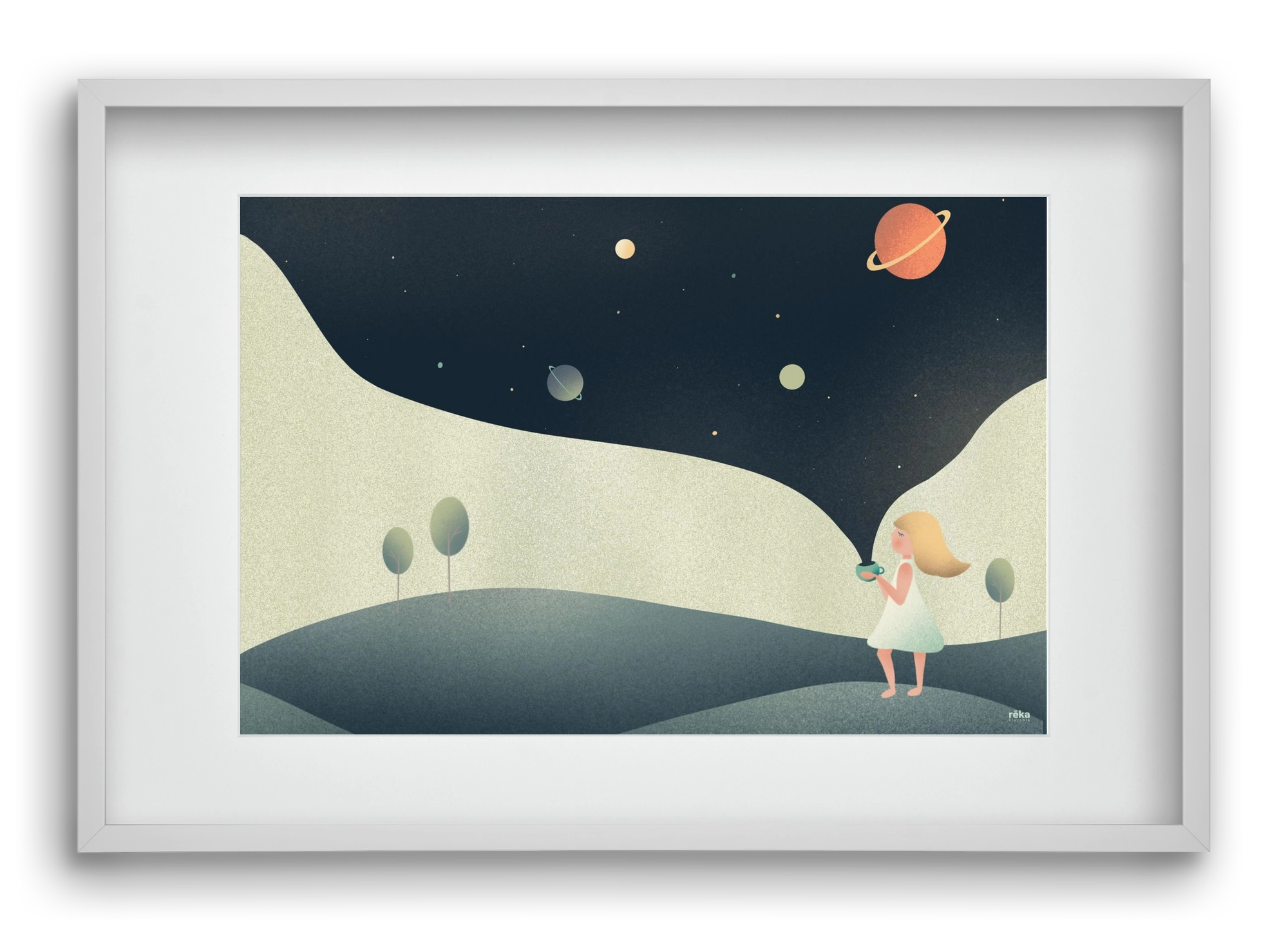 universe cup, 60x40 cm (45x30 cm), Fehér keret, paszpartuval