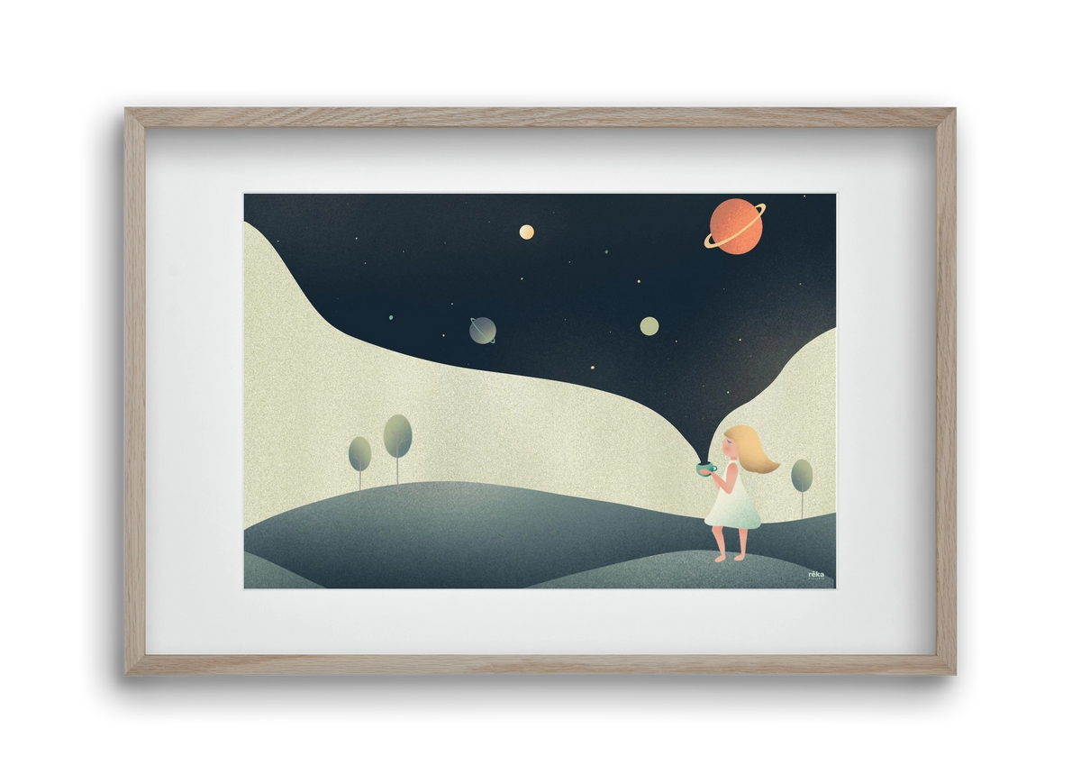 universe cup, 45x30 cm (30x20 cm), Tölgy keret, paszpartuval