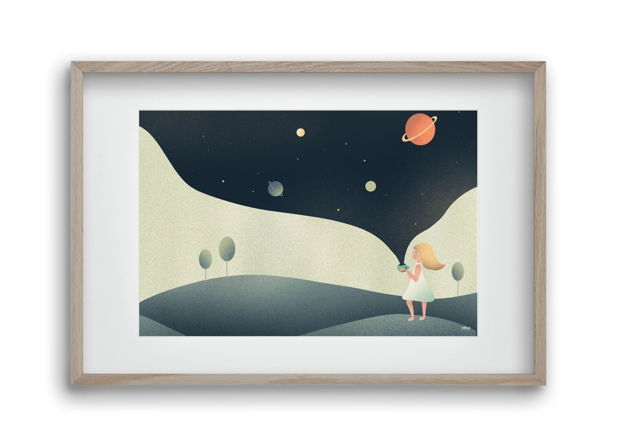 universe cup, 45x30 cm (30x20 cm), Tölgy keret, paszpartuval