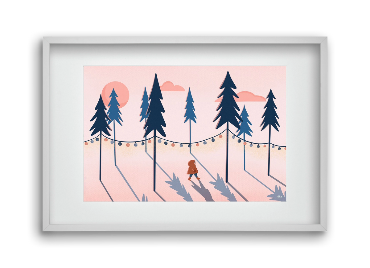 téli séta, 45x30 cm (30x20 cm), Fehér keret, paszpartuval