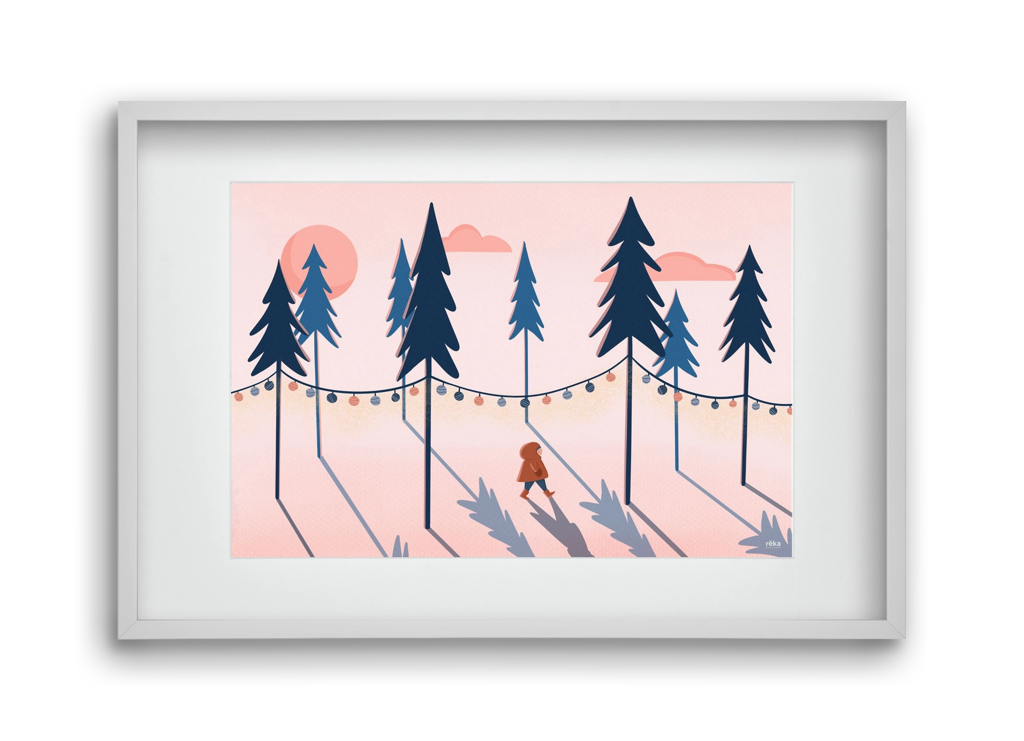 téli séta, 45x30 cm (30x20 cm), Fehér keret, paszpartuval