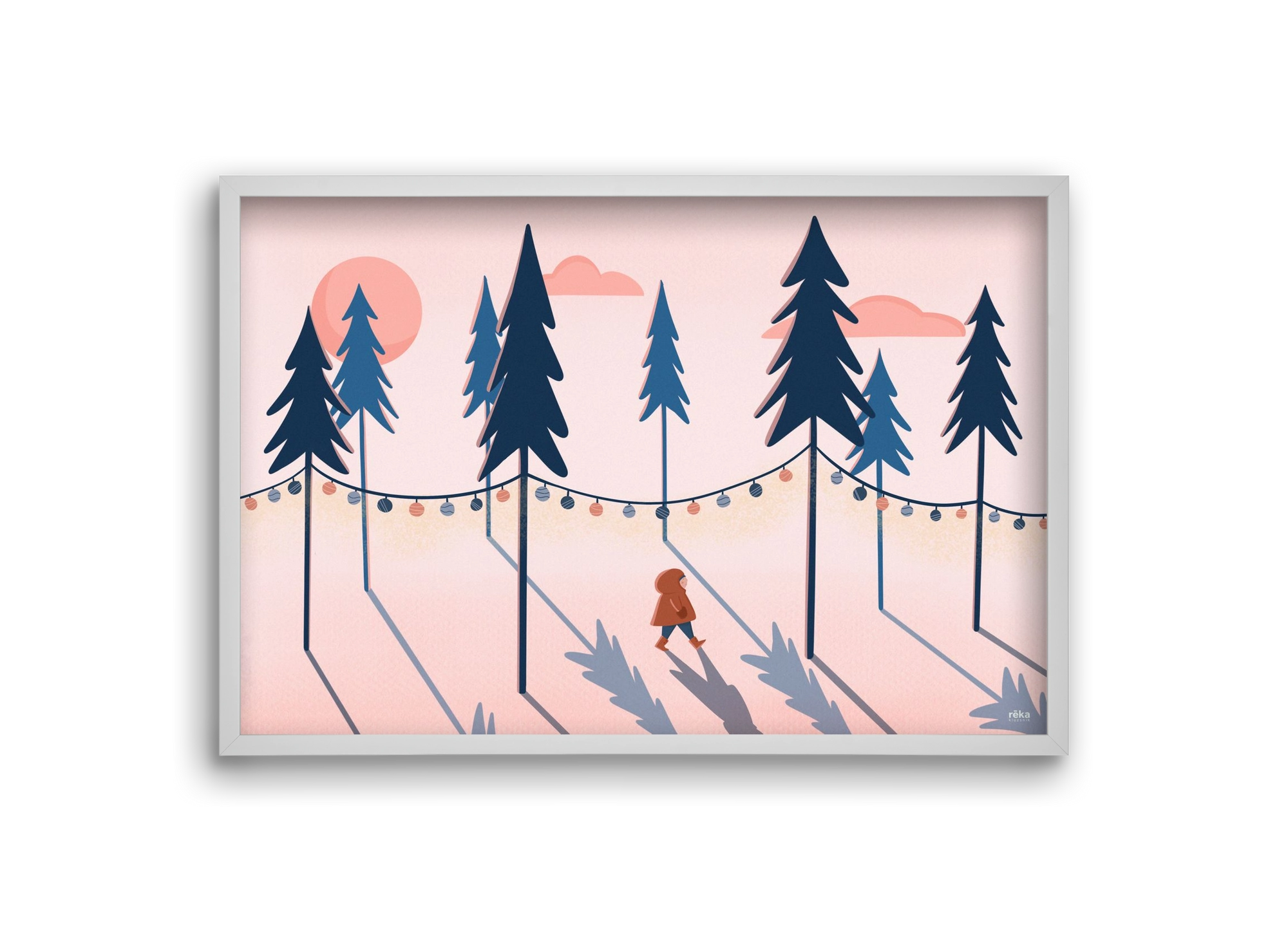 téli séta, 30x20 cm (30x20 cm), Fehér keret