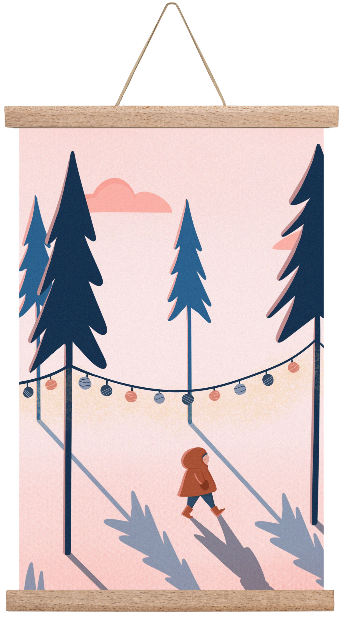 téli séta, 45x30 cm (45x30 cm), Tölgy akasztó