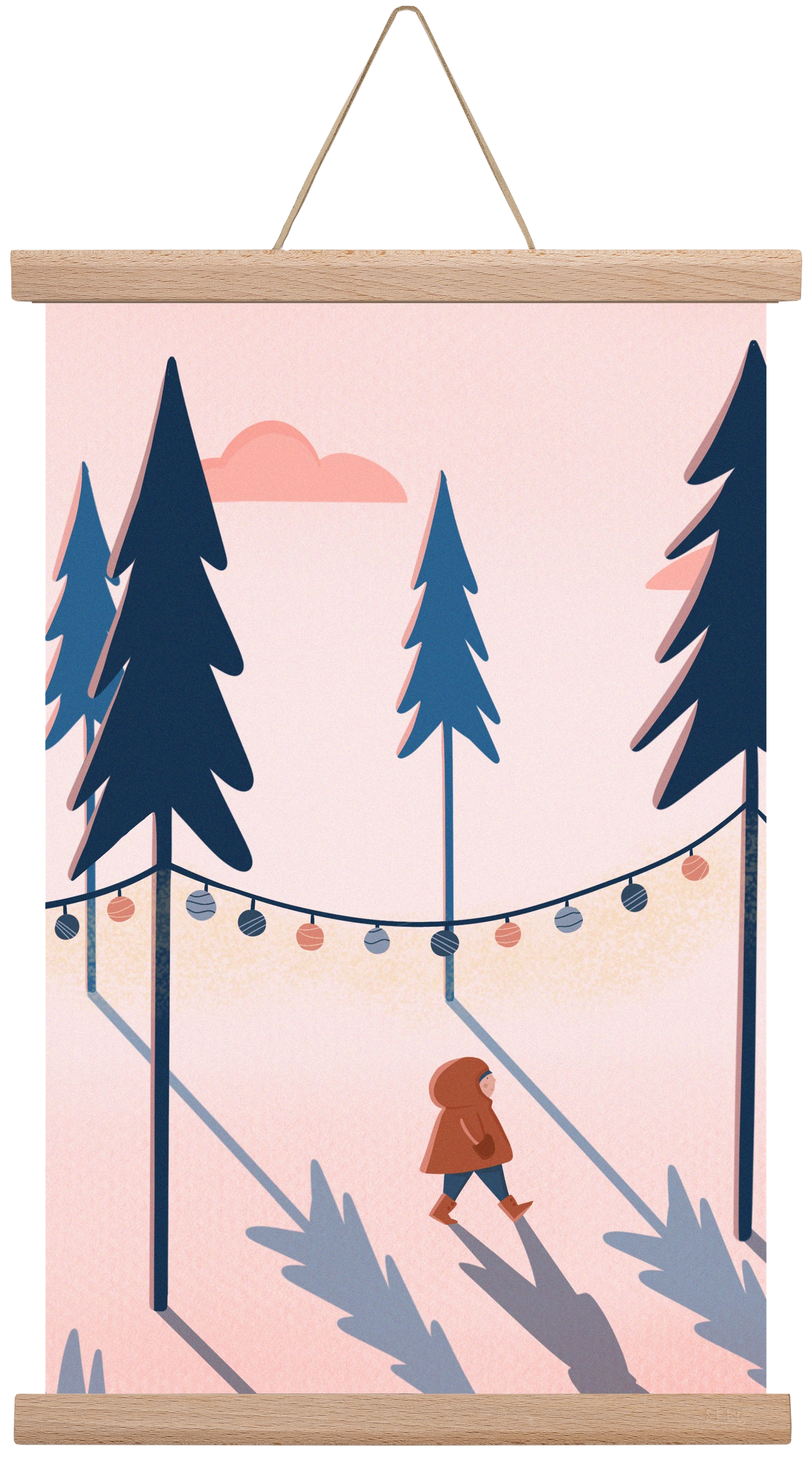 téli séta, 45x30 cm (45x30 cm), Tölgy akasztó