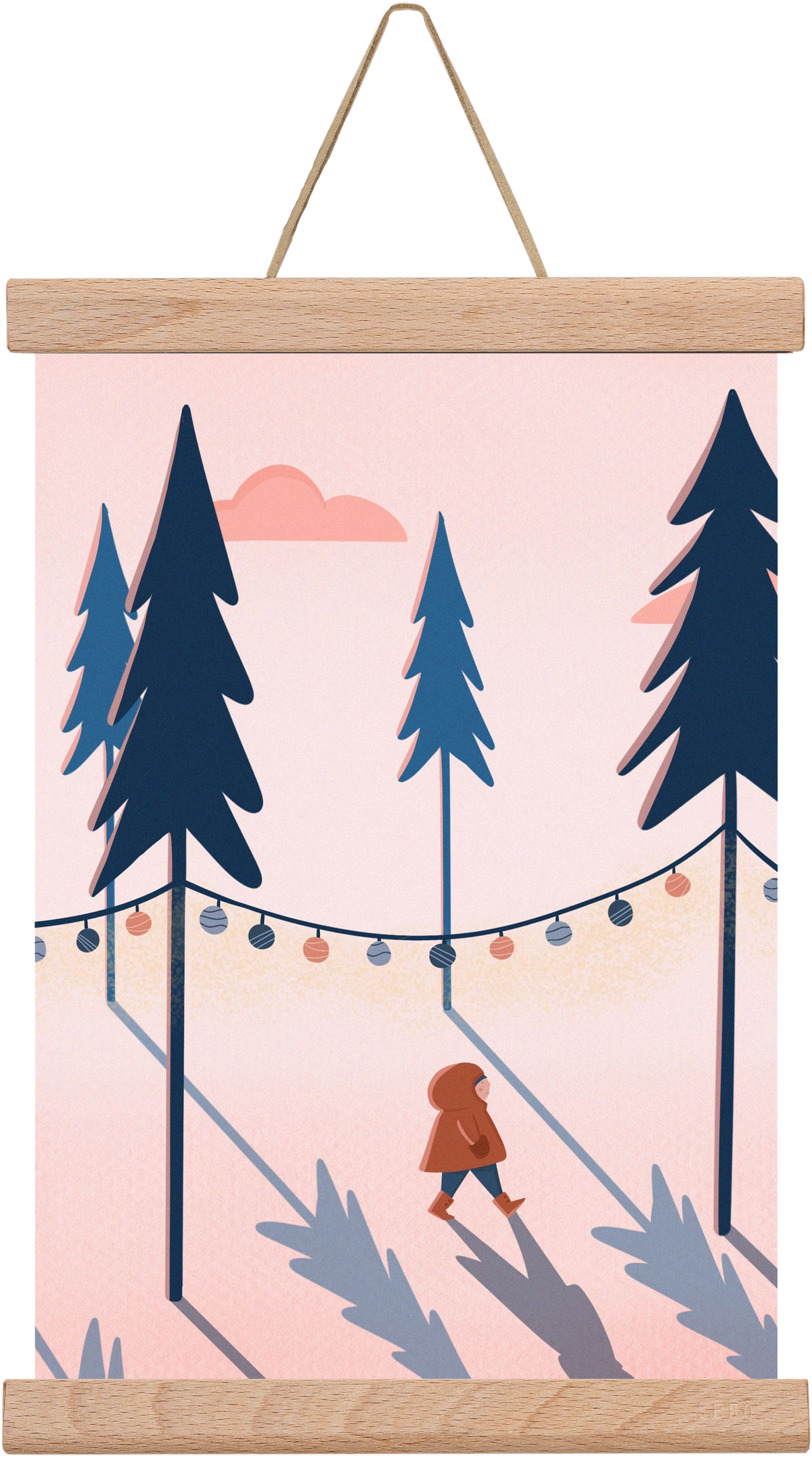 téli séta, 30x20 cm (30x20 cm), Tölgy akasztó