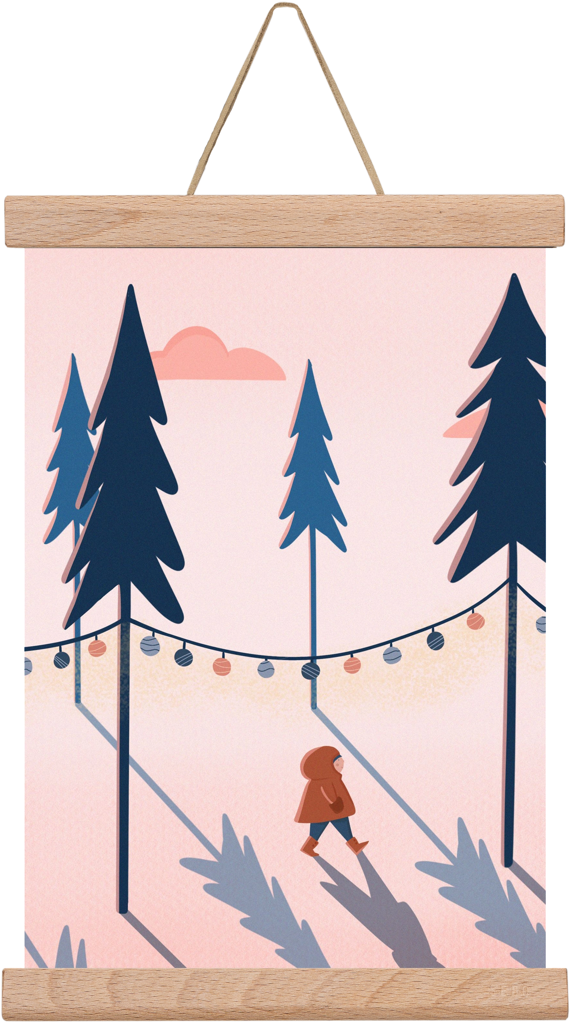 téli séta, 30x20 cm (30x20 cm), Tölgy akasztó