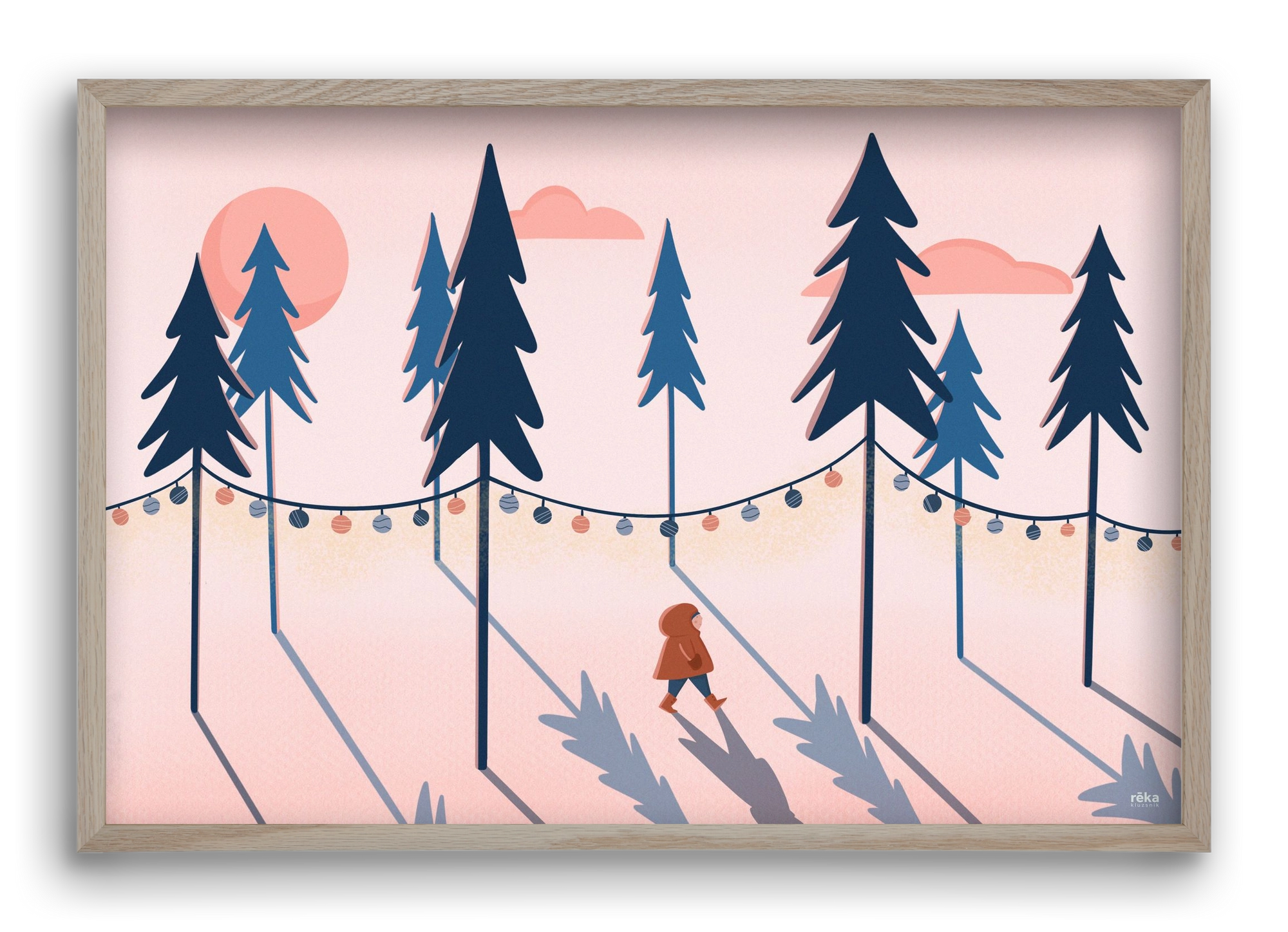 téli séta, 60x40 cm (60x40 cm), Tölgy keret