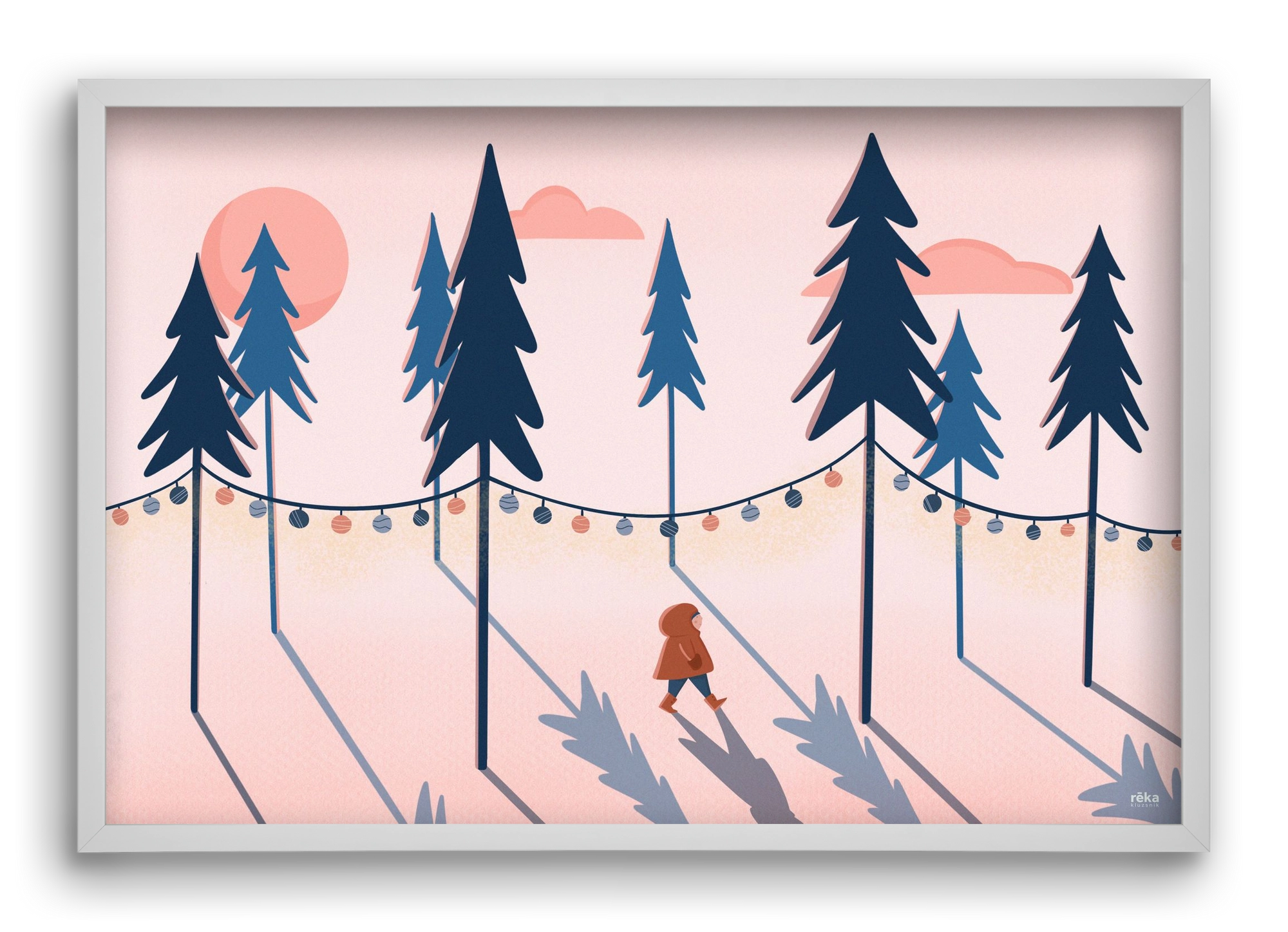 téli séta, 60x40 cm (60x40 cm), Fehér keret