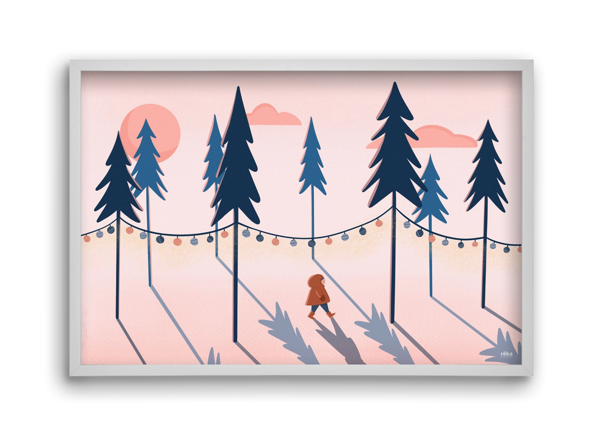 téli séta, 45x30 cm (45x30 cm), Fehér keret