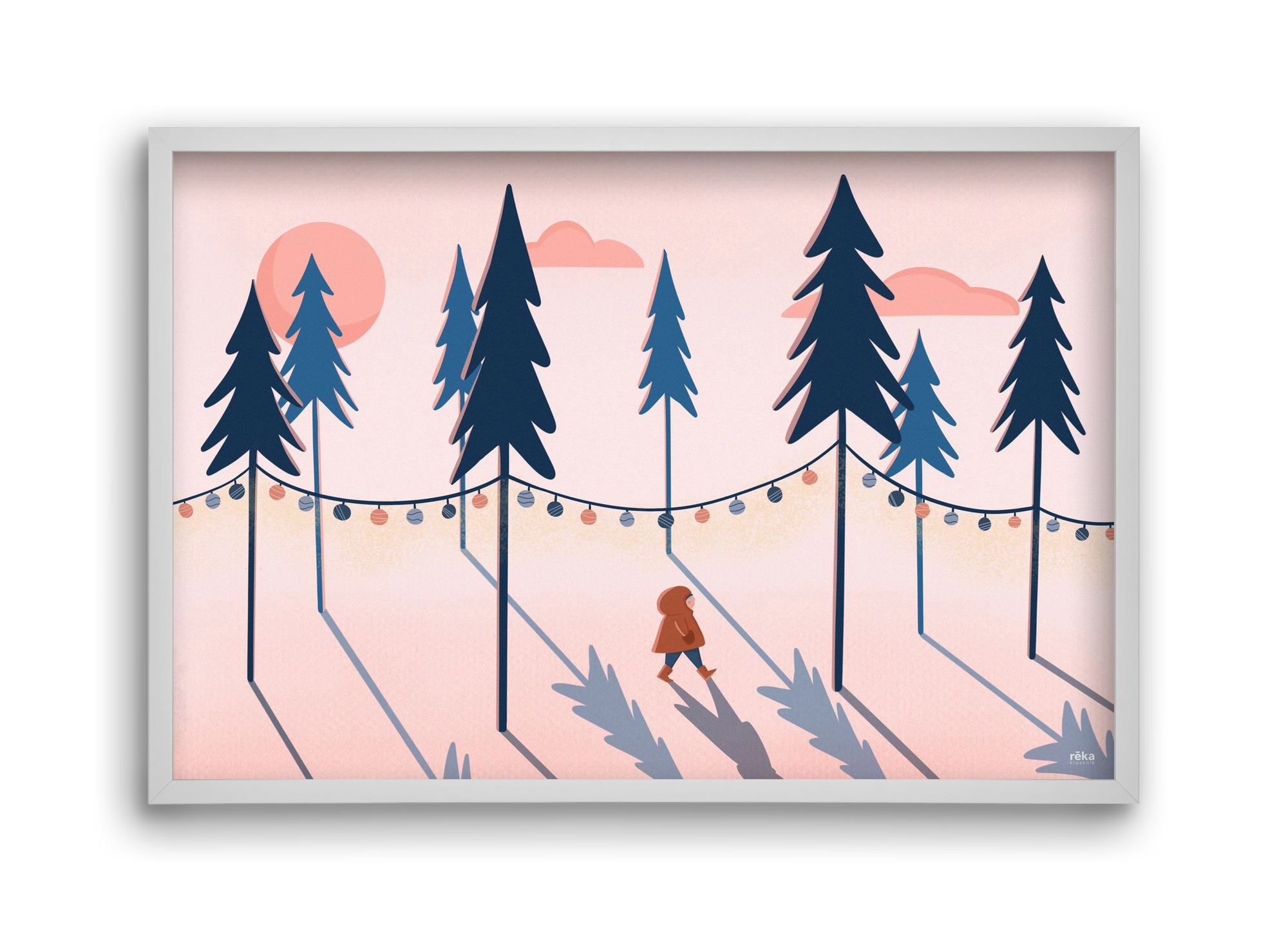 téli séta, 45x30 cm (45x30 cm), Fehér keret