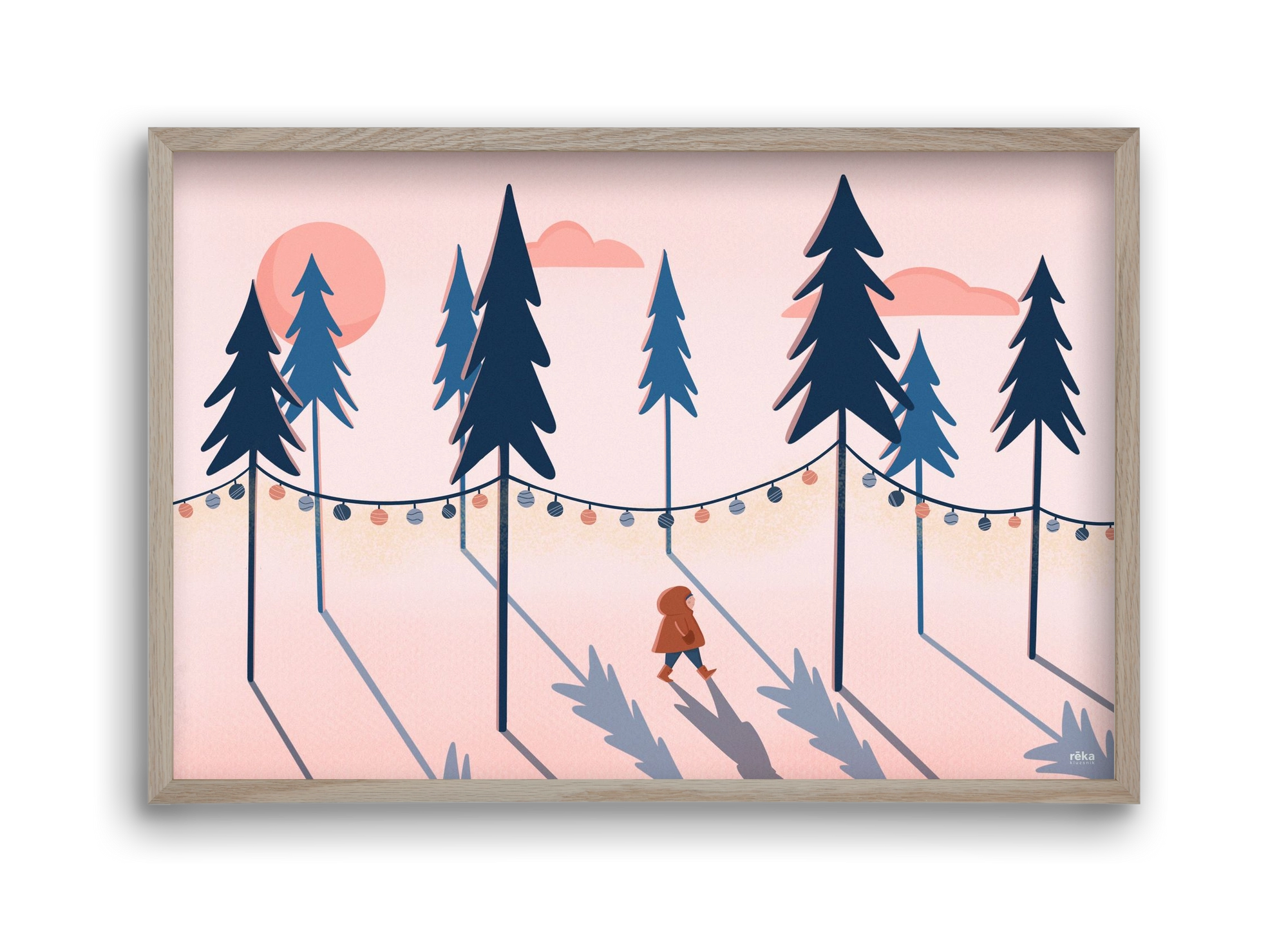 téli séta, 45x30 cm (45x30 cm), Tölgy keret