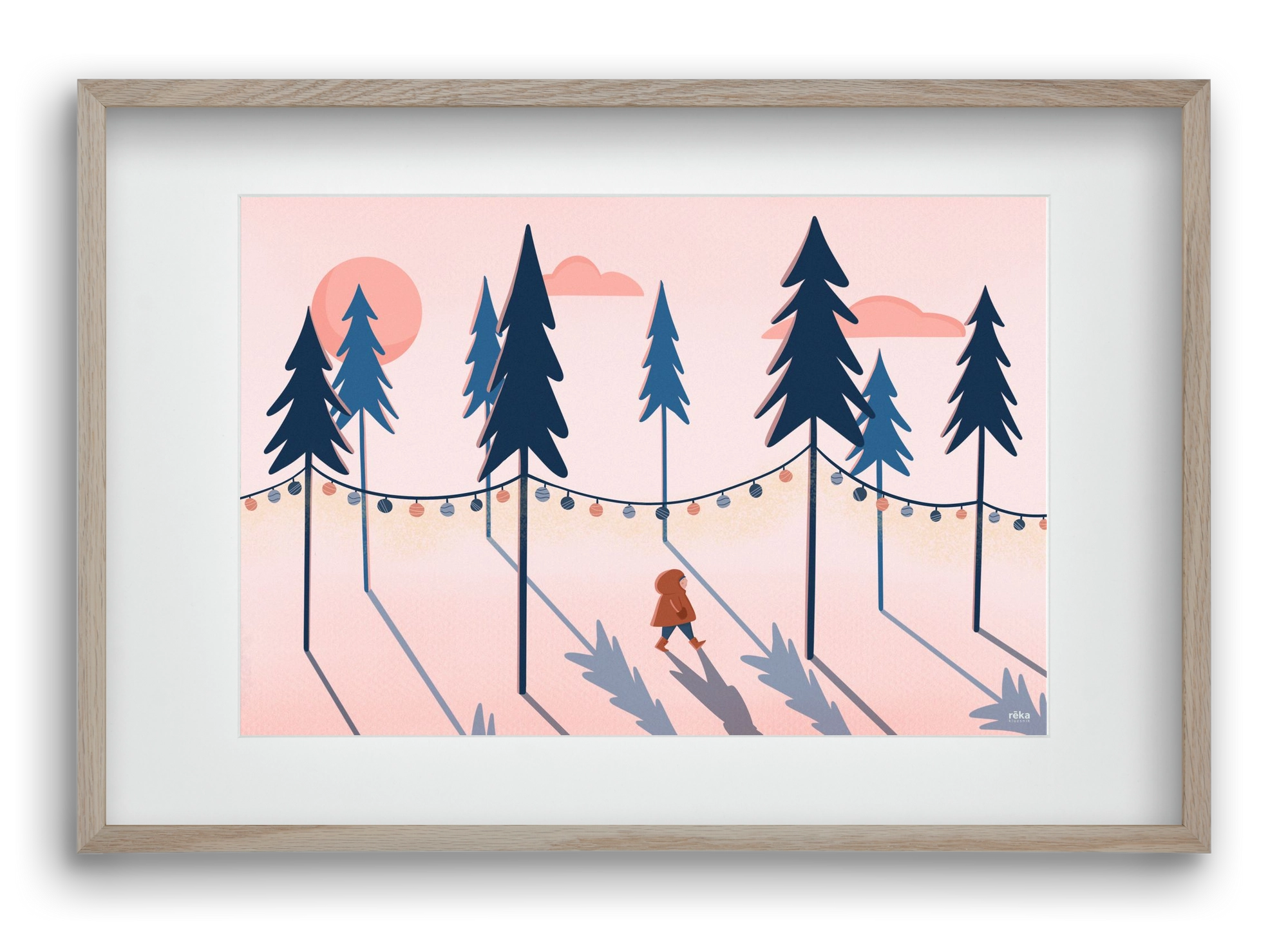 téli séta, 60x40 cm (45x30 cm), Tölgy keret, paszpartuval
