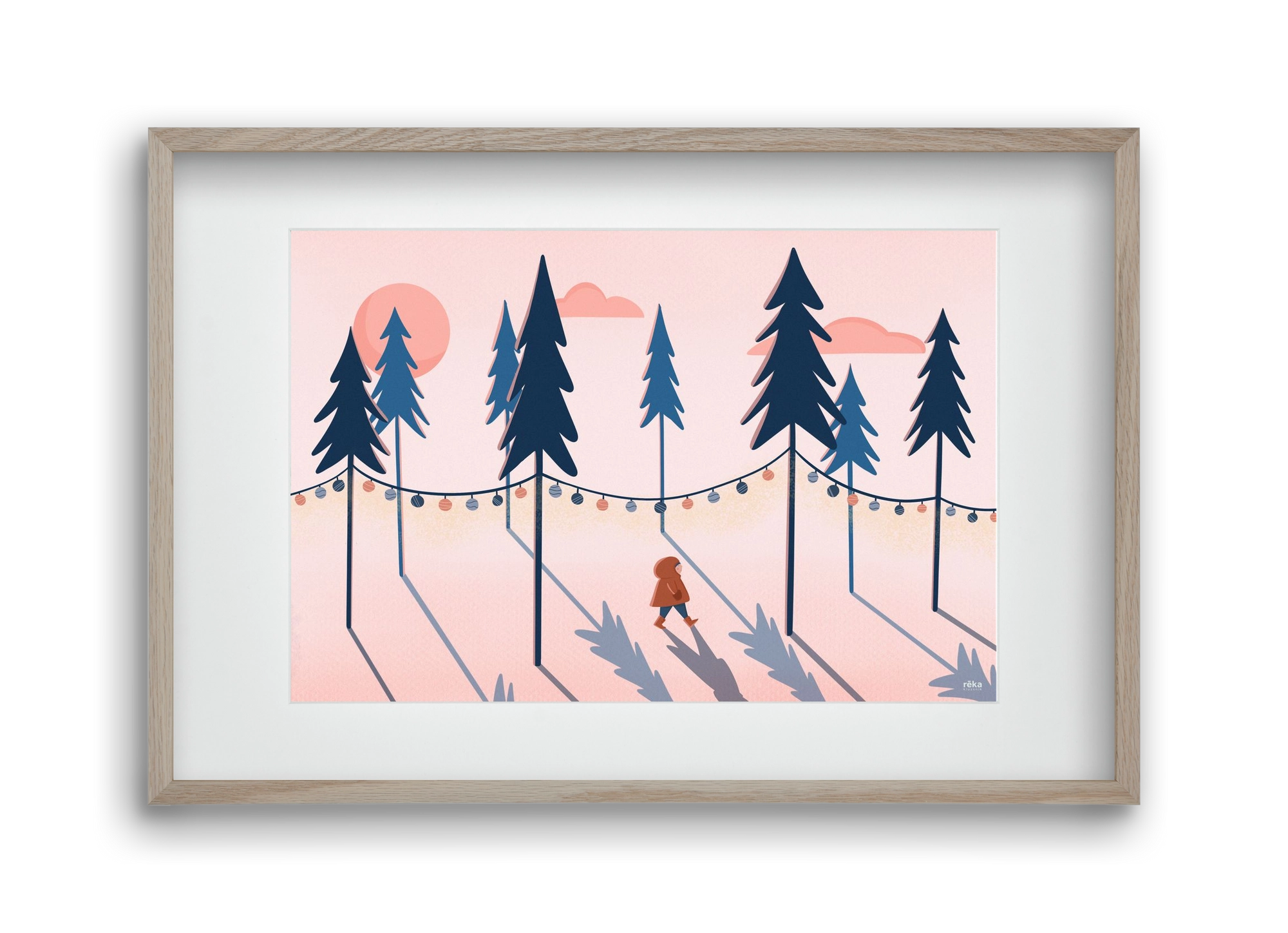 téli séta, 45x30 cm (30x20 cm), Tölgy keret, paszpartuval