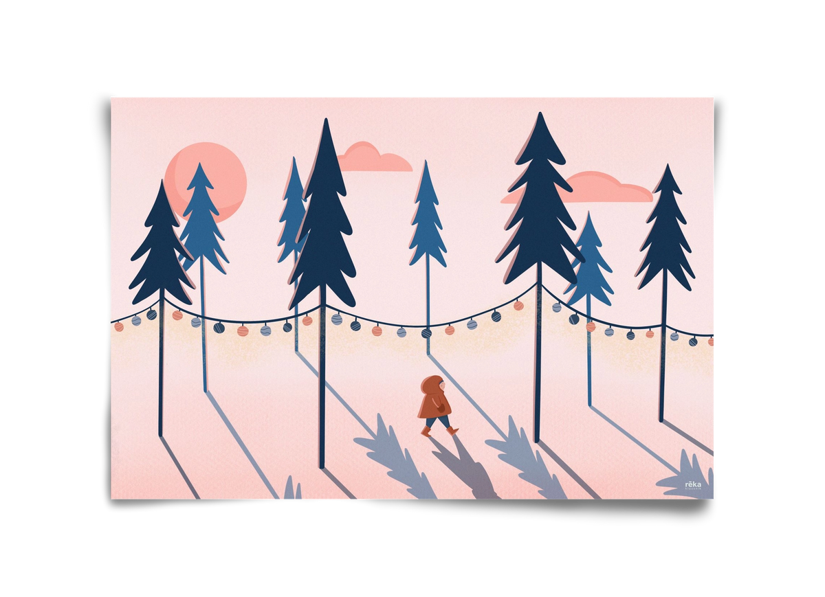 téli séta, 45x30 cm, Keret nélkül