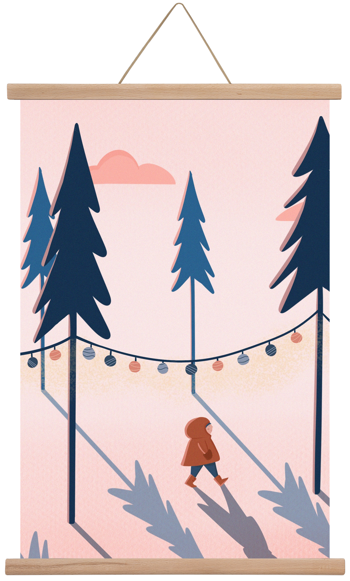 téli séta, 60x40 cm (60x40 cm), Tölgy akasztó