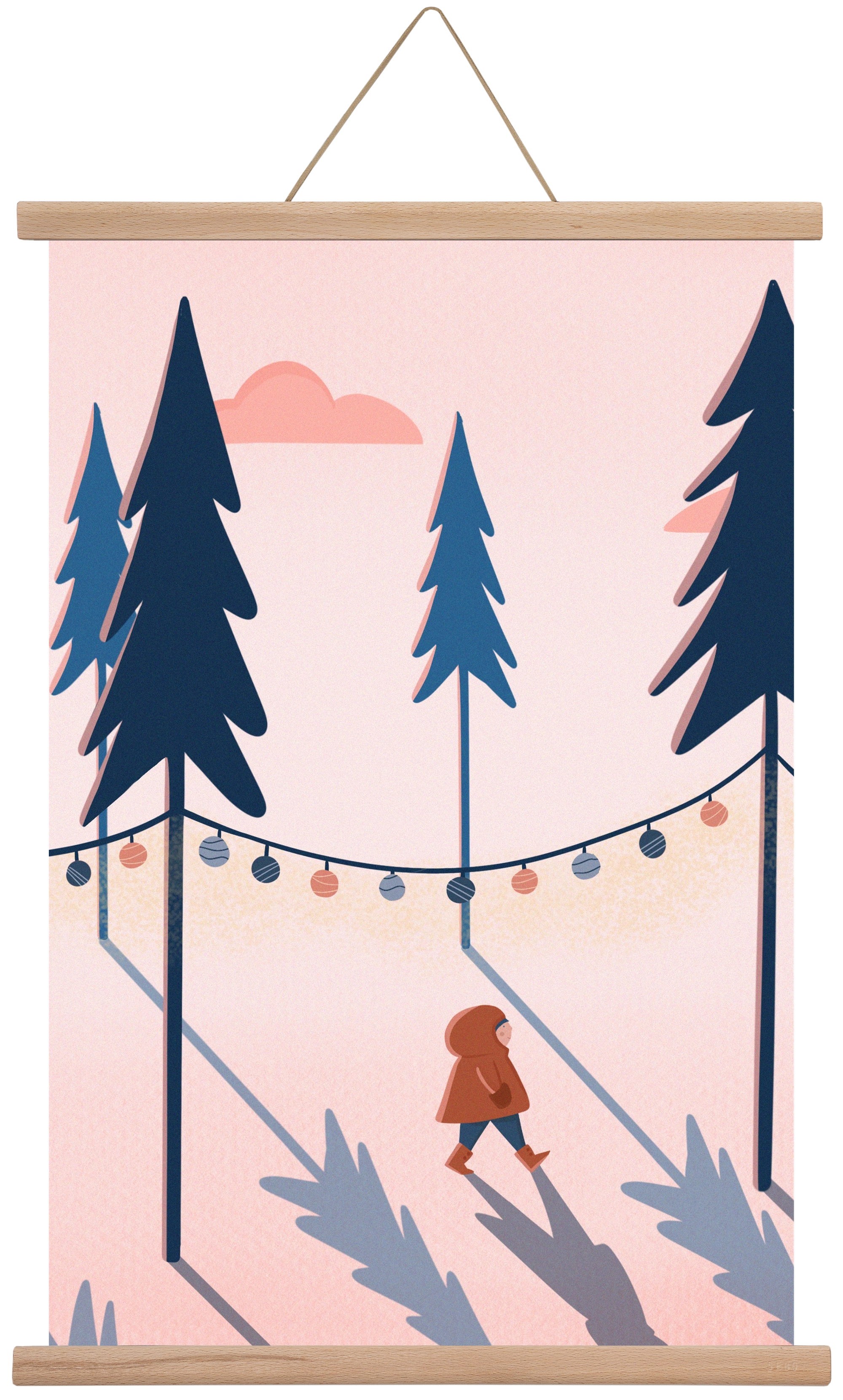 téli séta, 60x40 cm (60x40 cm), Tölgy akasztó