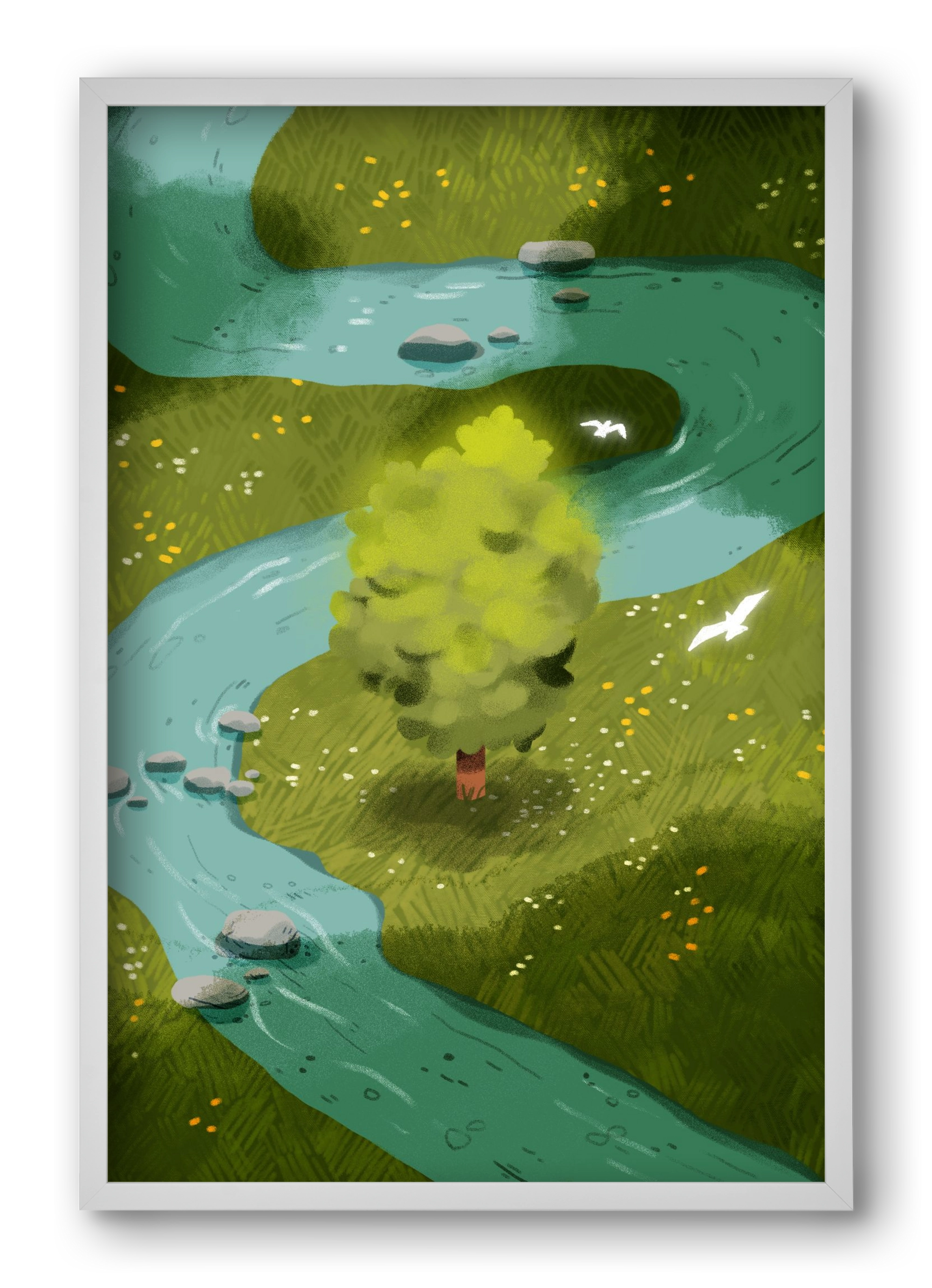 River, 40x60 cm (40x60 cm), Fehér keret