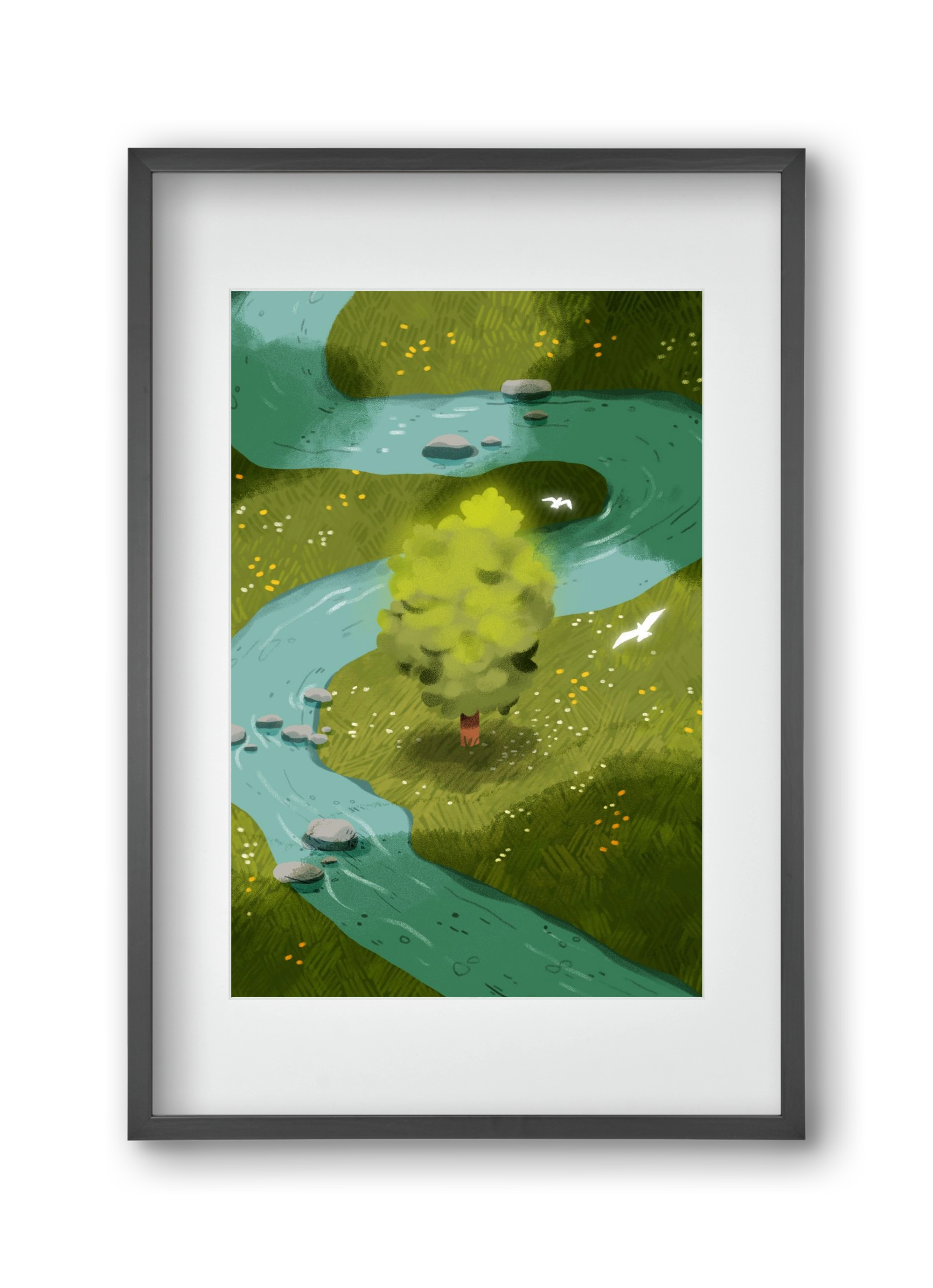 River, 30x45 cm (20x30 cm), Fekete keret, paszpartuval