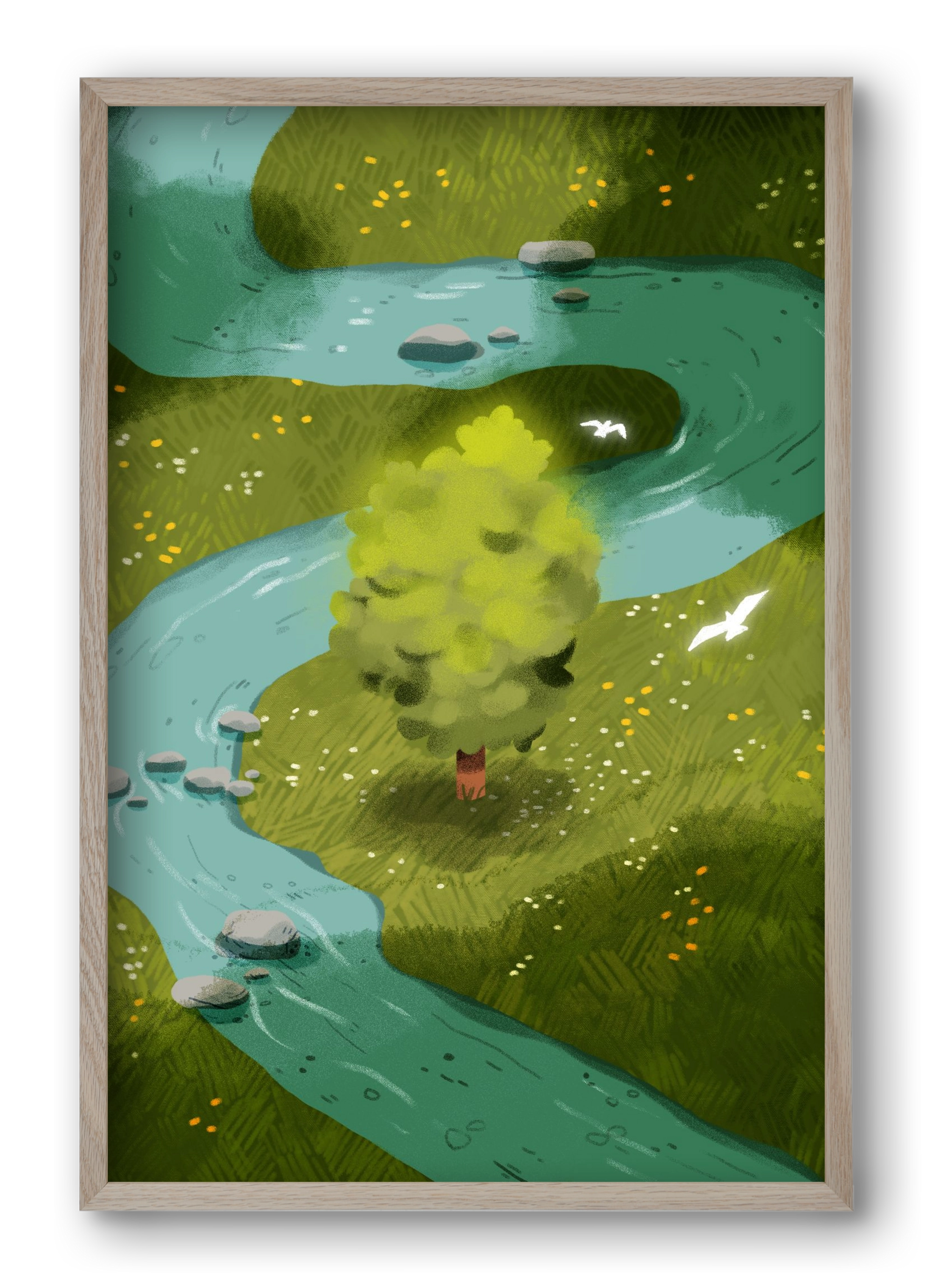 River, 40x60 cm (40x60 cm), Tölgy keret